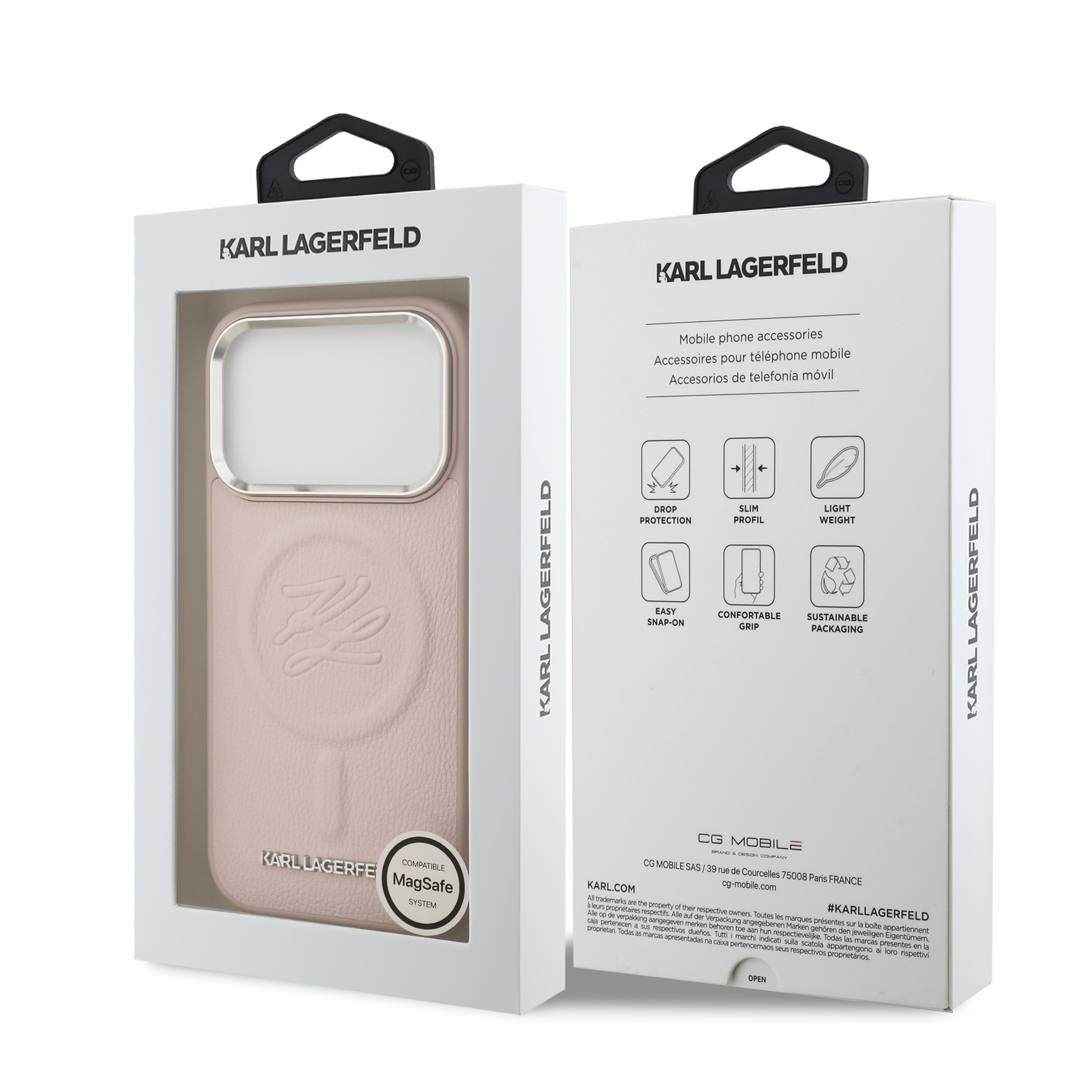 iPhone 17 Pro Max - KARL LAGERFELD Leather Initial Metal Logo Pink — estuche (foto 8 de 8)