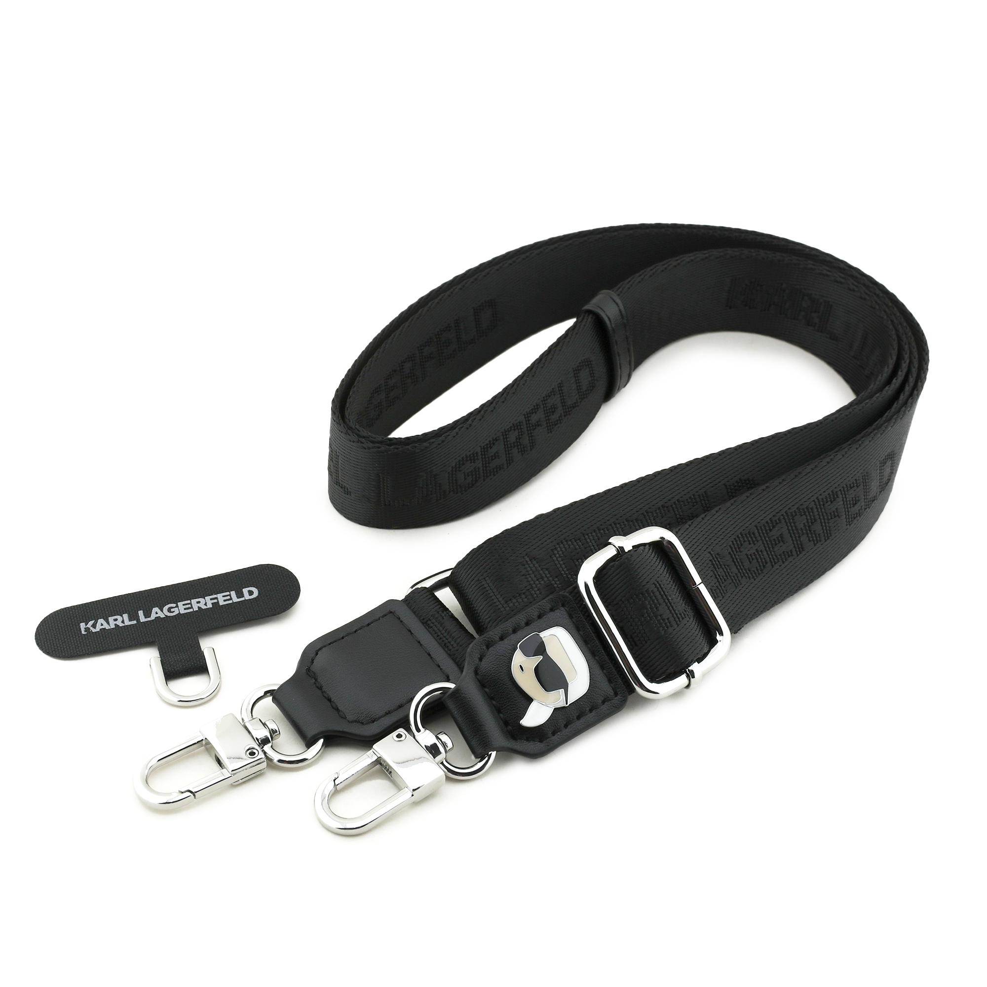 Universal Strap - KARL LAGERFELD Tether Patch Metal Logo Black