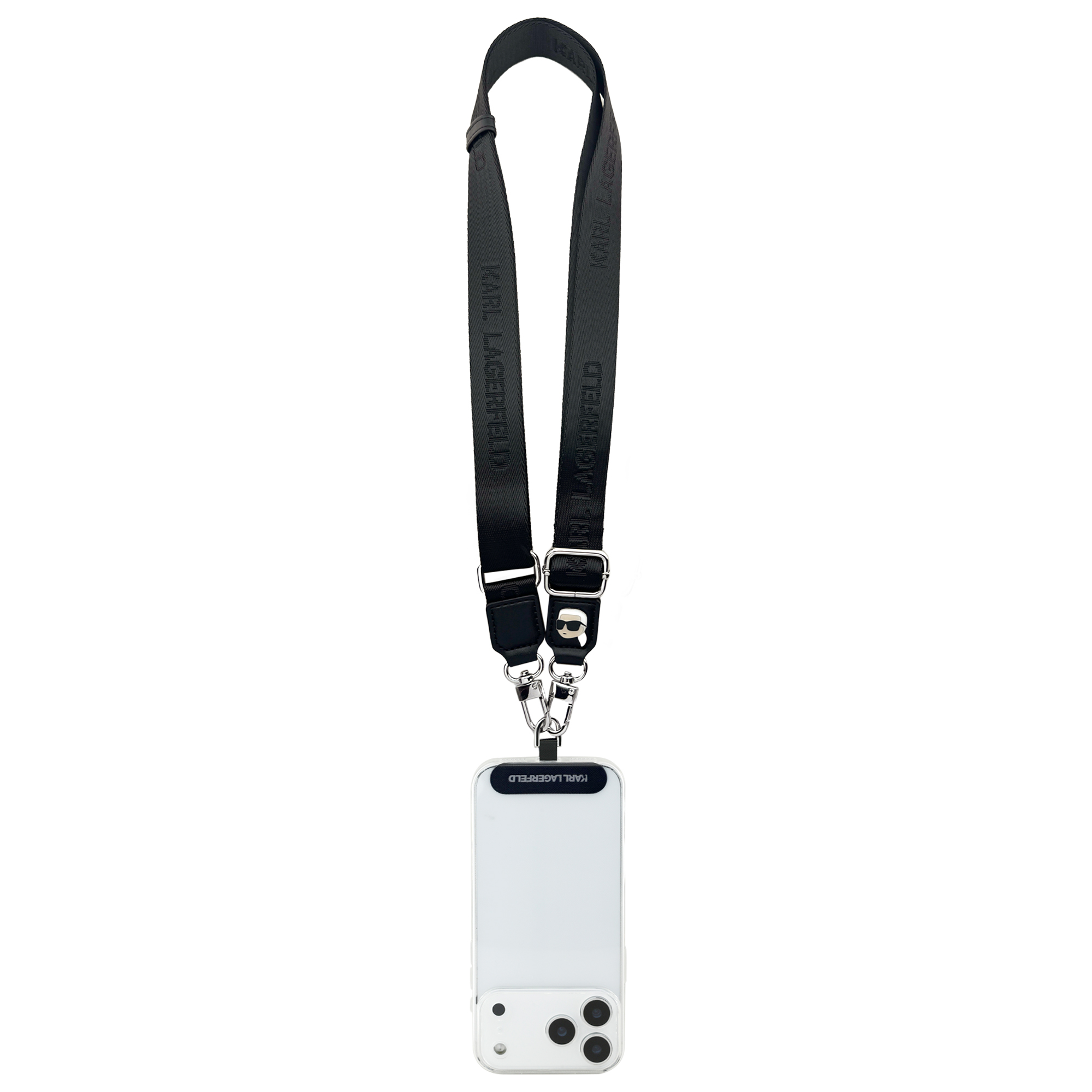 Universal Strap - KARL LAGERFELD Tether Patch Metal Logo Black — accesorio (foto 3 de 4)