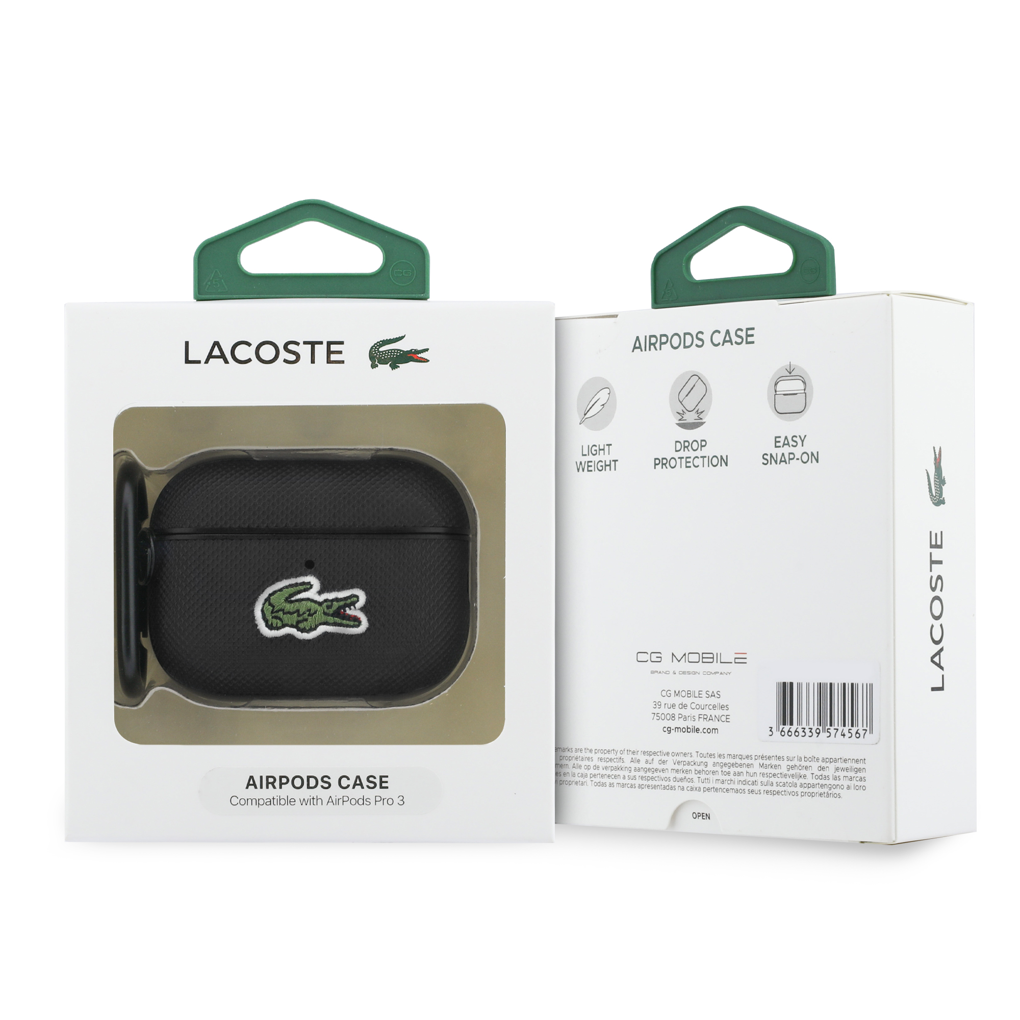 AirPods Pro 3 - LACOSTE Petit Pique Croc Logo Patch Black — estuche (foto 4 de 4)