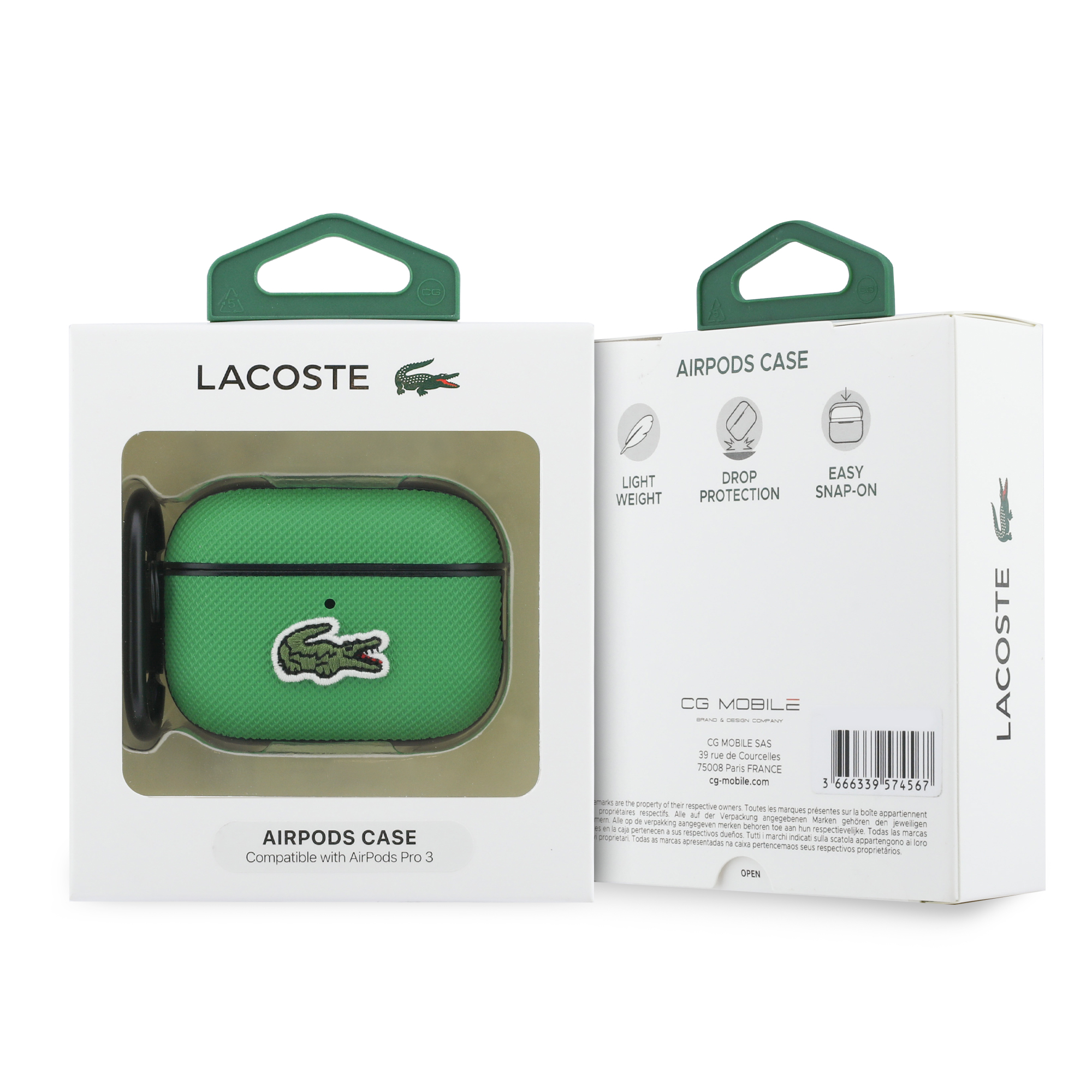 AirPods Pro 3 - LACOSTE Petit Pique Croc Logo Patch Green — estuche (foto 4 de 4)