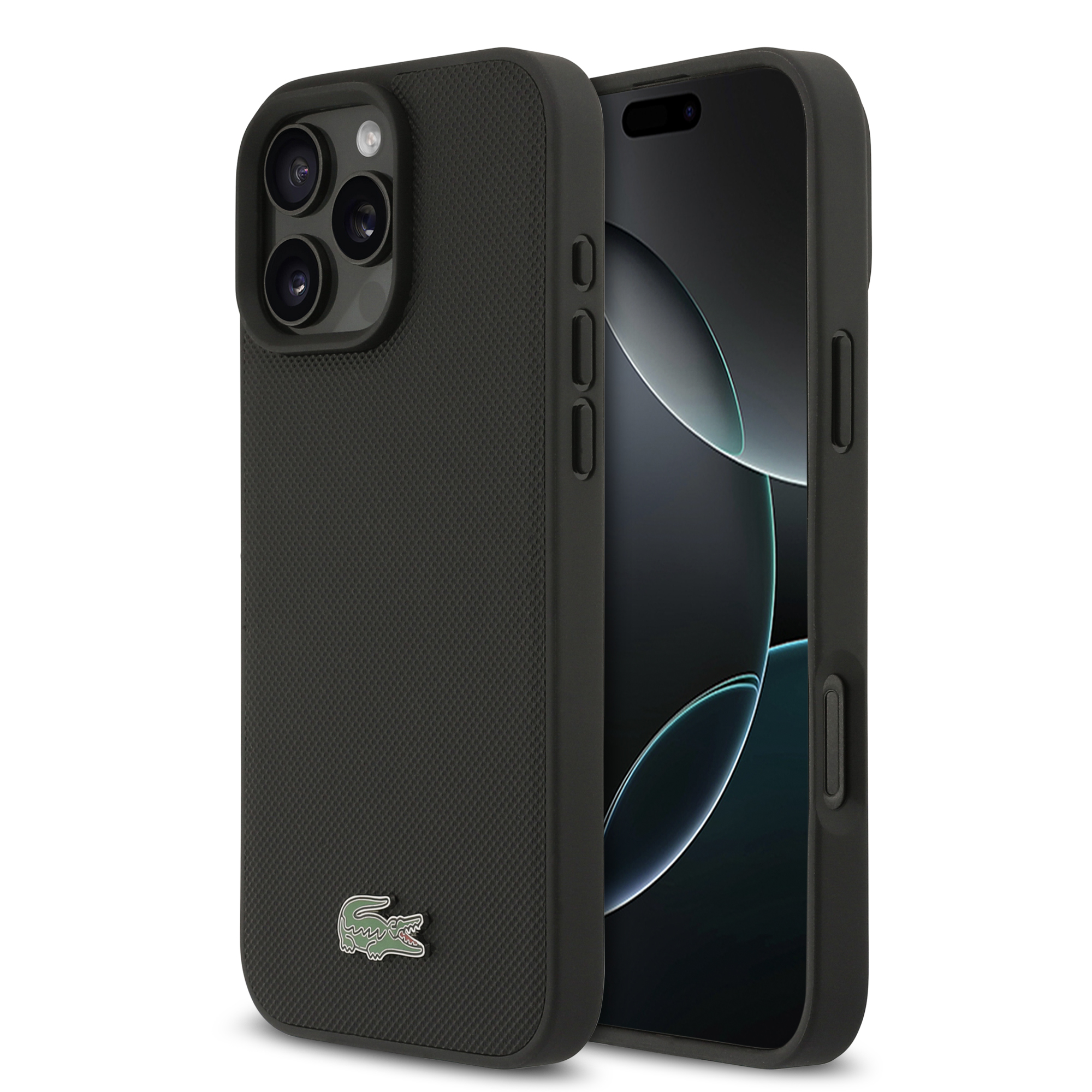 iPhone 16 Pro Max - LACOSTE Full Wrap Petit Pique Black — estuche (foto 2 de 8)