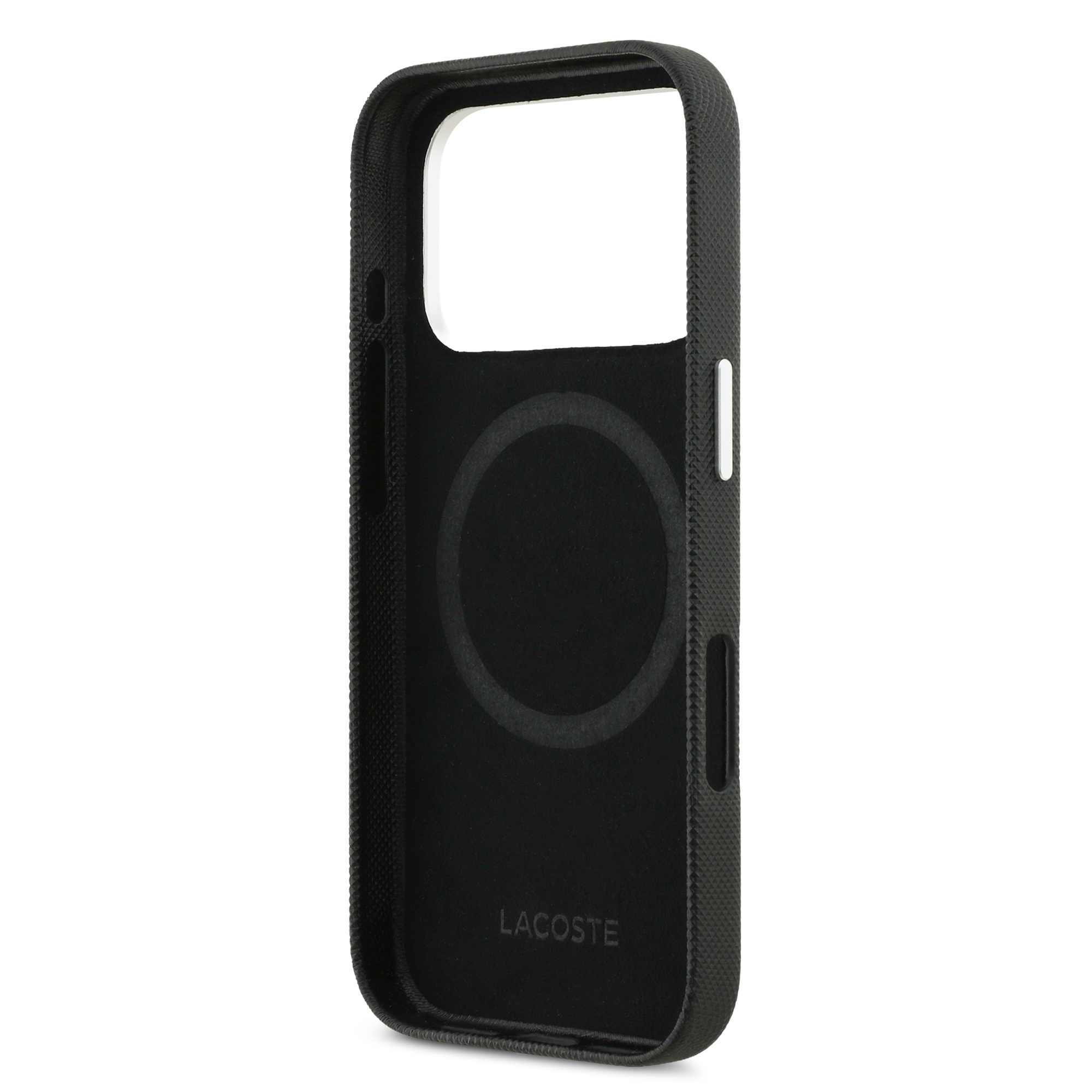 iPhone 17 Pro - LACOSTE Full Wrap Petit Pique PVC Black — estuche (foto 7 de 8)