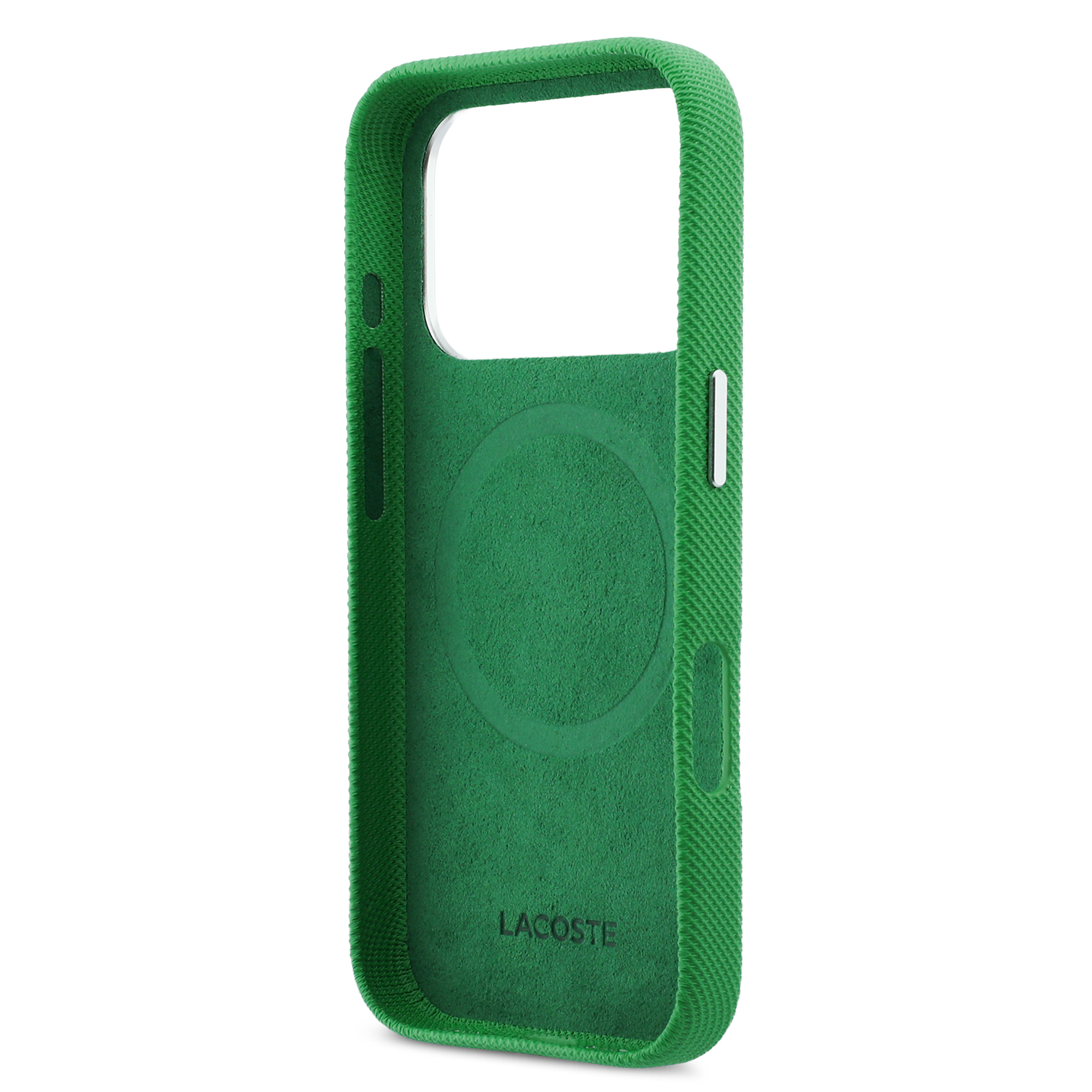 iPhone 17 Pro - LACOSTE Full Wrap Petit Pique PVC Estragon — estuche (foto 7 de 8)