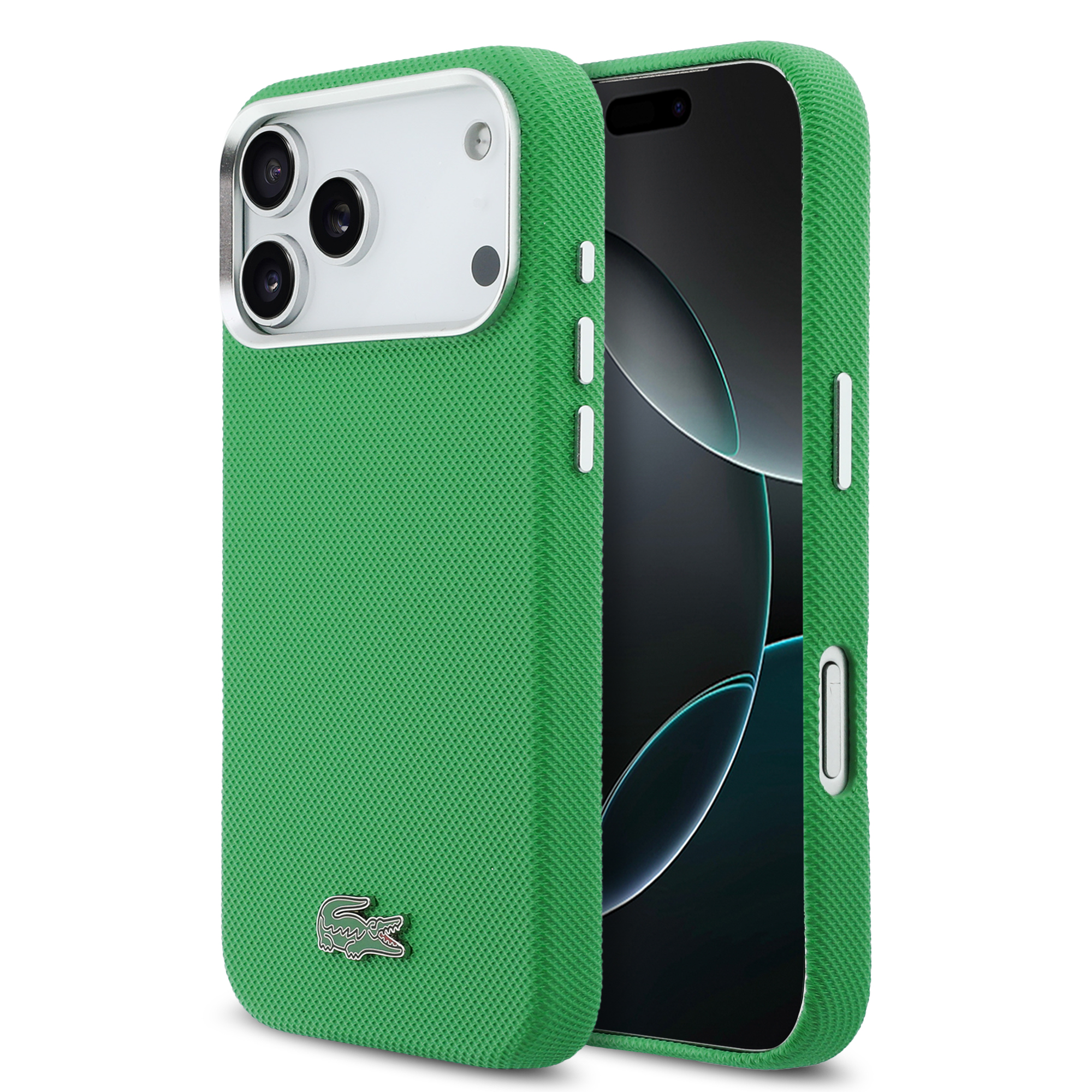 iPhone 17 Pro Max - LACOSTE Full Wrap Petit Pique PVC Estragon — estuche (foto 2 de 8)
