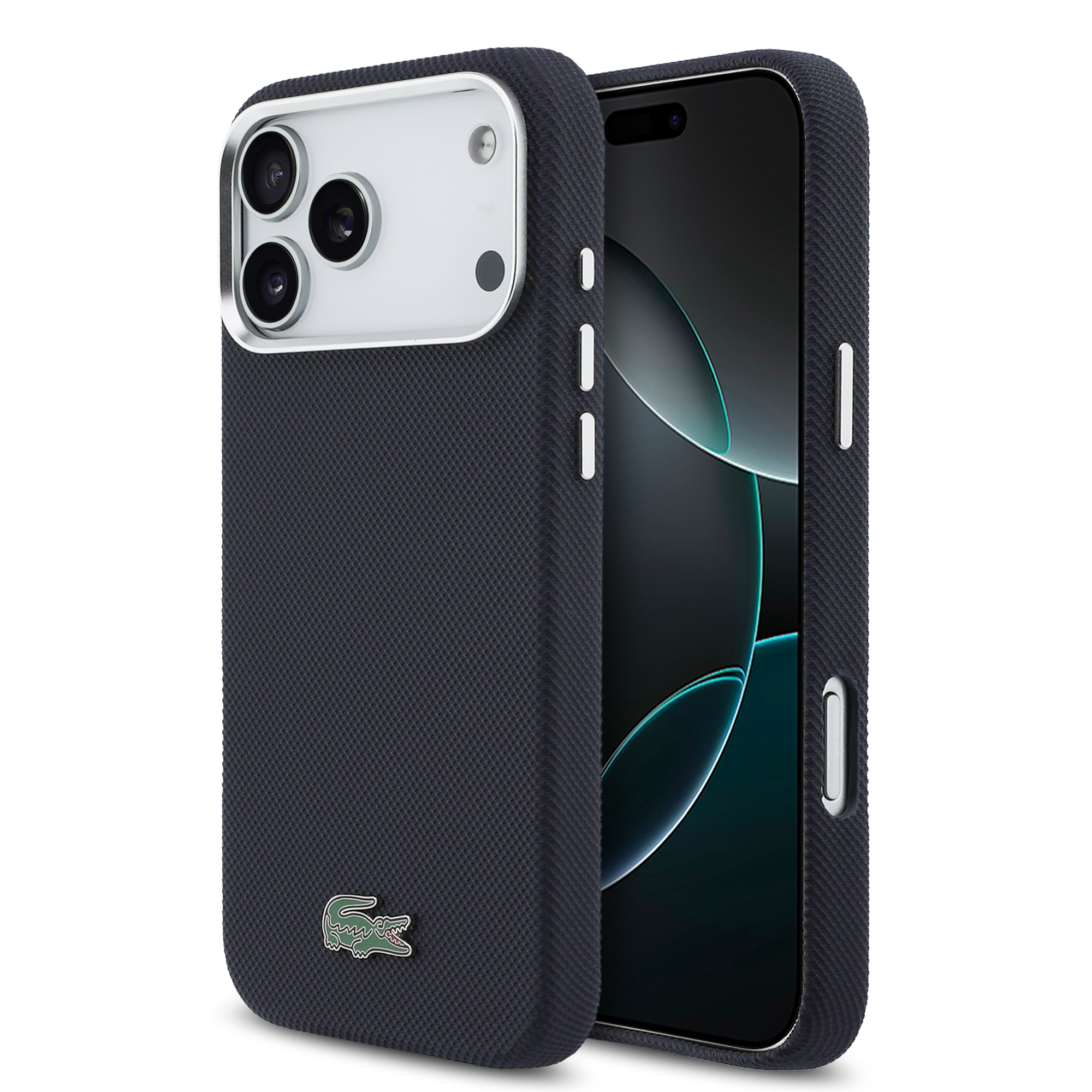 iPhone 17 Pro Max - LACOSTE Full Wrap Petit Pique PVC Navy — estuche (foto 2 de 8)