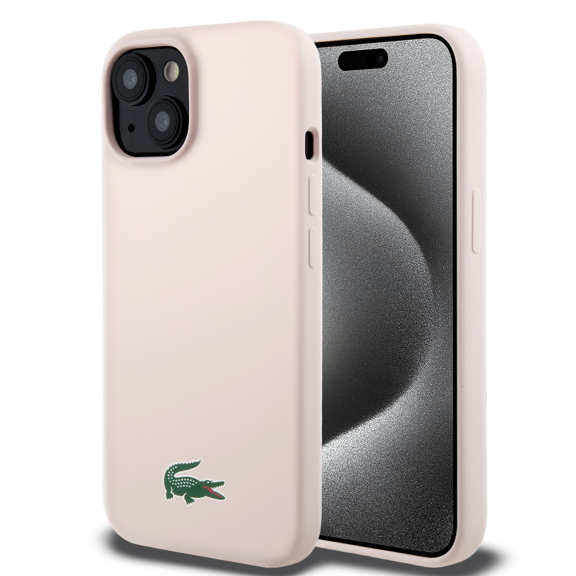 iPhone 15 - LACOSTE Hard Case With Magsafe Silicone Croc Logo Pink