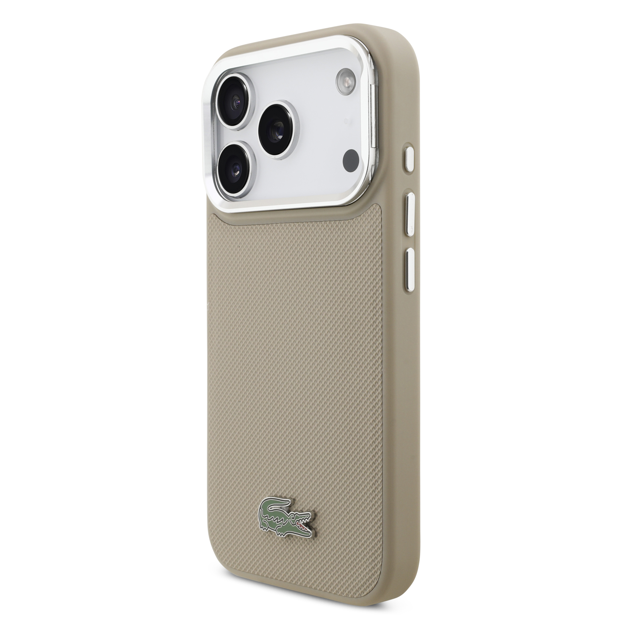 iPhone 17 Pro - LACOSTE Petit Pique PU Stand Function Taupe — estuche (foto 3 de 8)