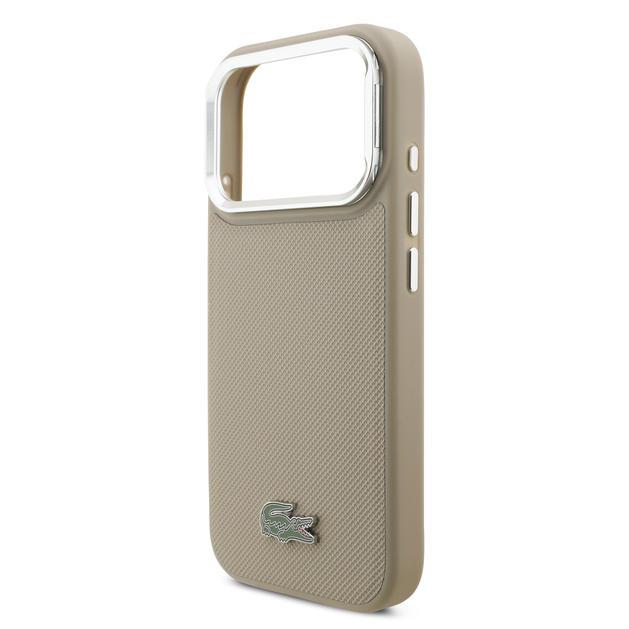 iPhone 17 Pro - LACOSTE Petit Pique PU Stand Function Taupe — estuche (foto 6 de 8)