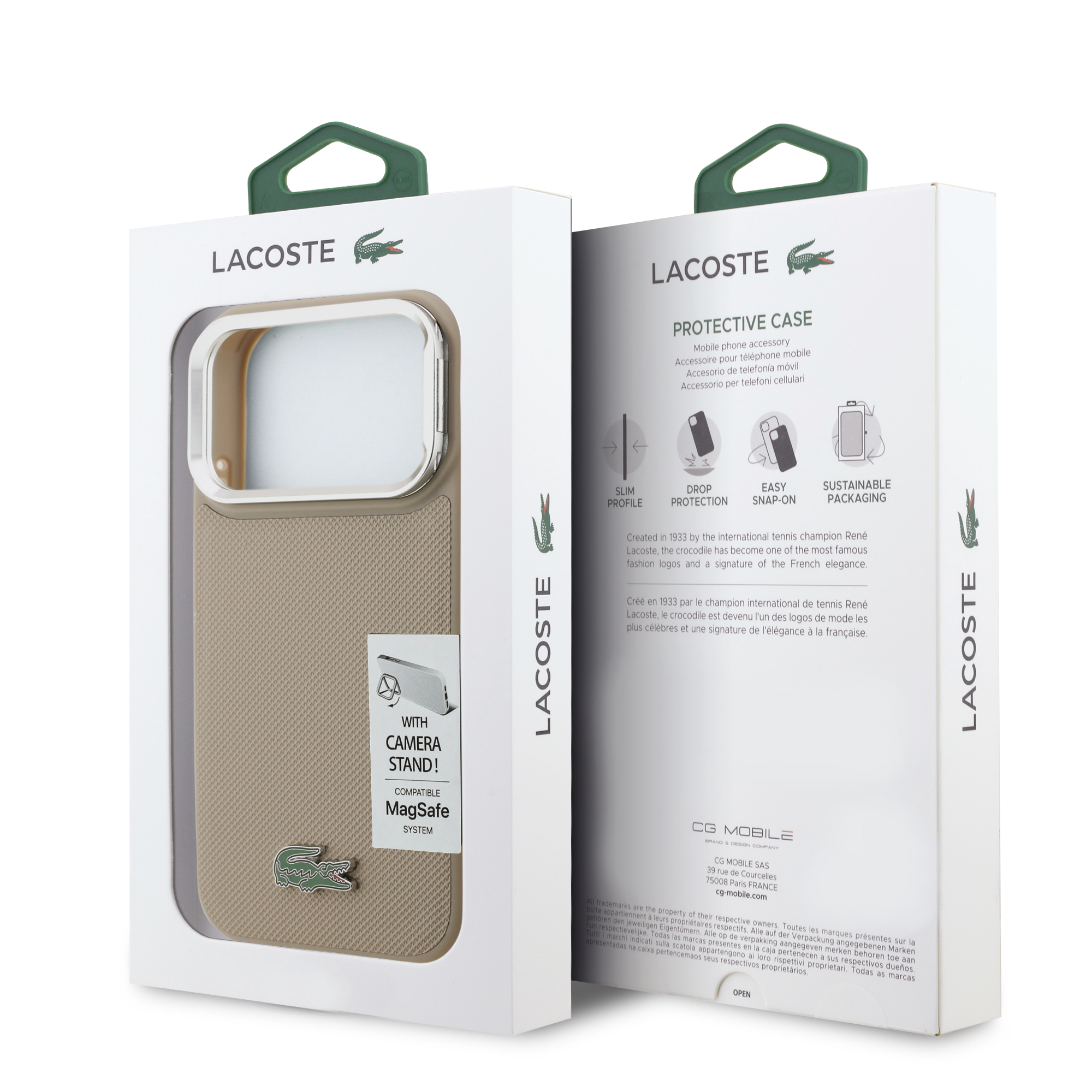 iPhone 17 Pro - LACOSTE Petit Pique PU Stand Function Taupe — estuche (foto 8 de 8)