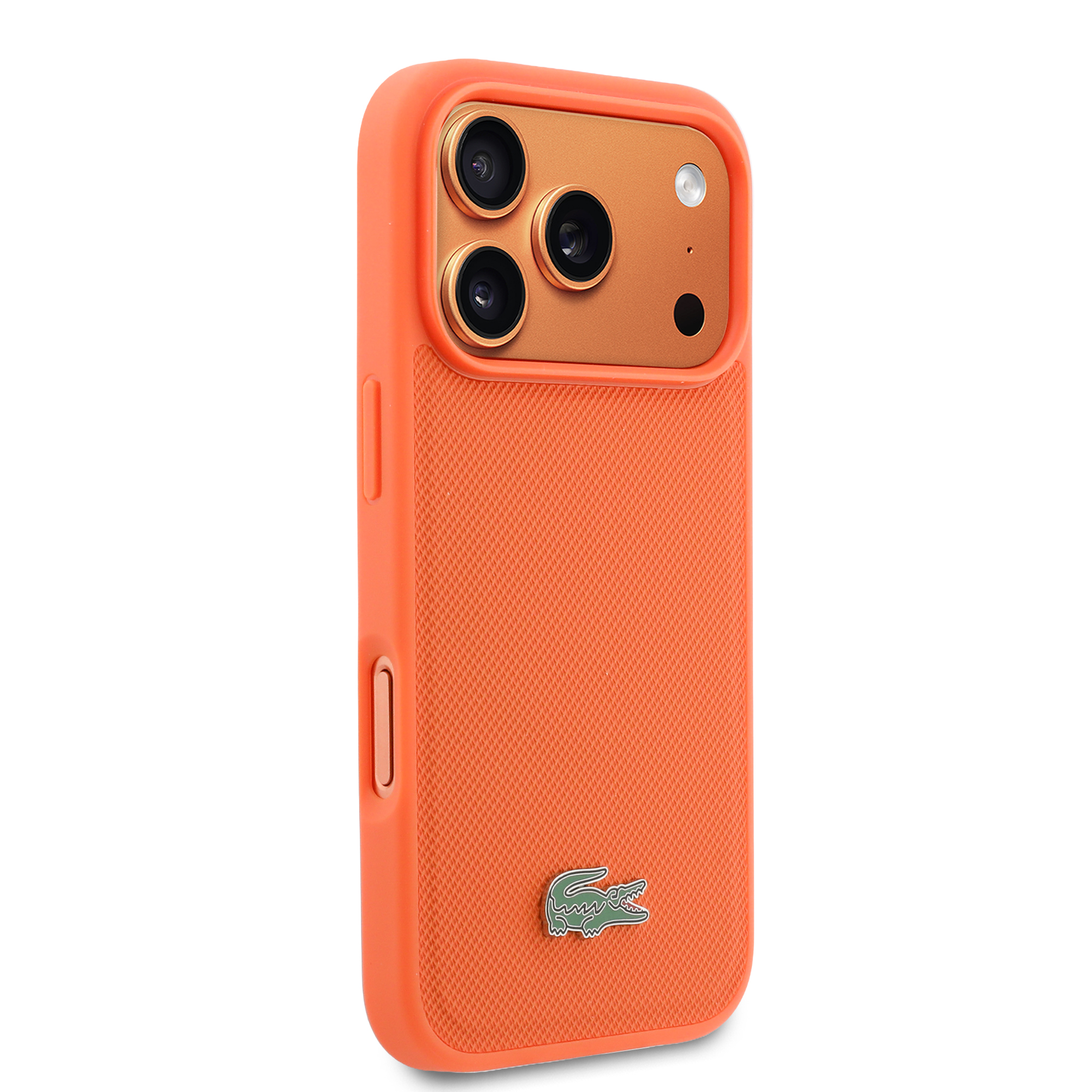 iPhone 17 Pro - LACOSTE Petit Pique PVC Lacquer Logo Orange — estuche (foto 4 de 8)