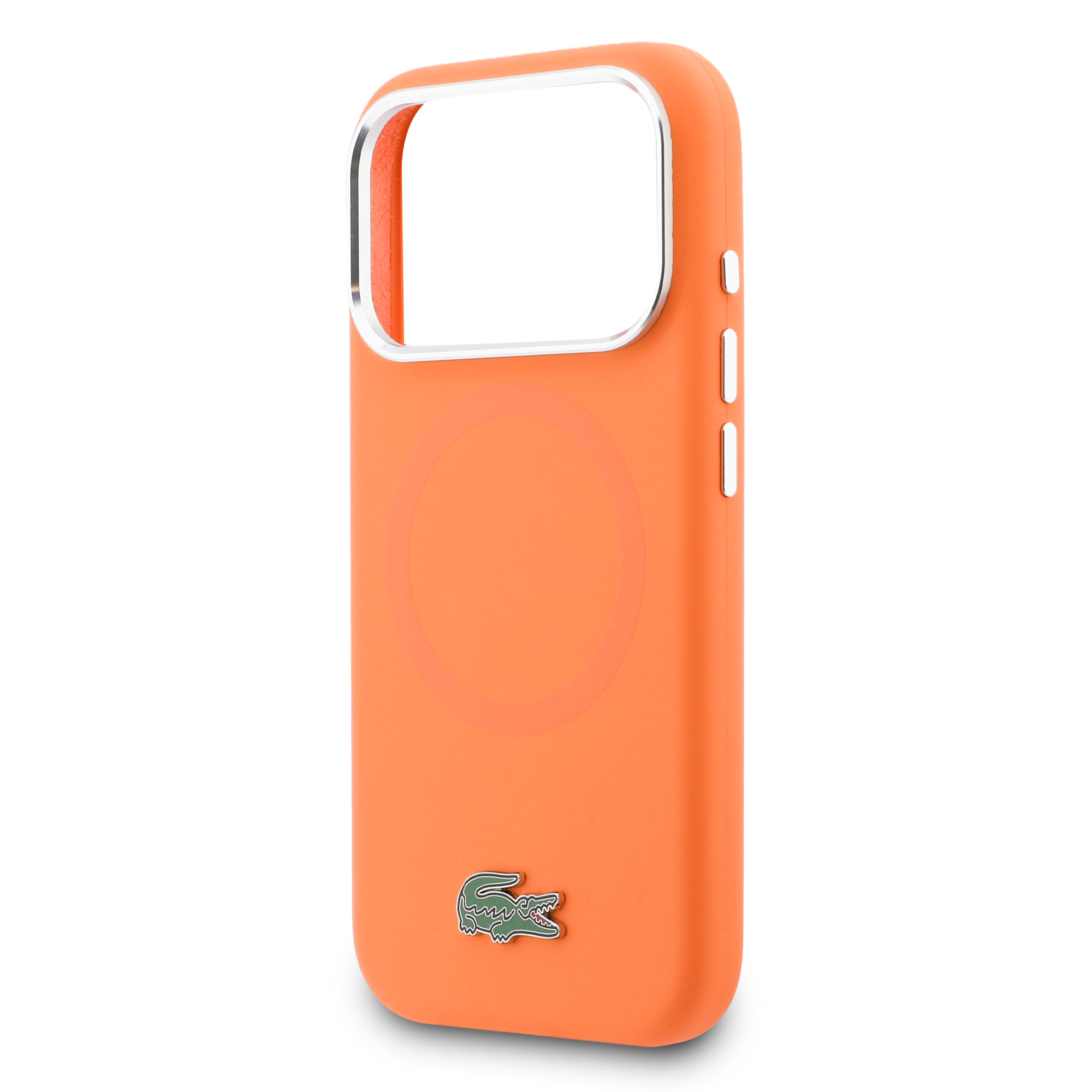 iPhone 17 Pro - LACOSTE Silicone Metal Logo Orange — estuche (foto 6 de 8)
