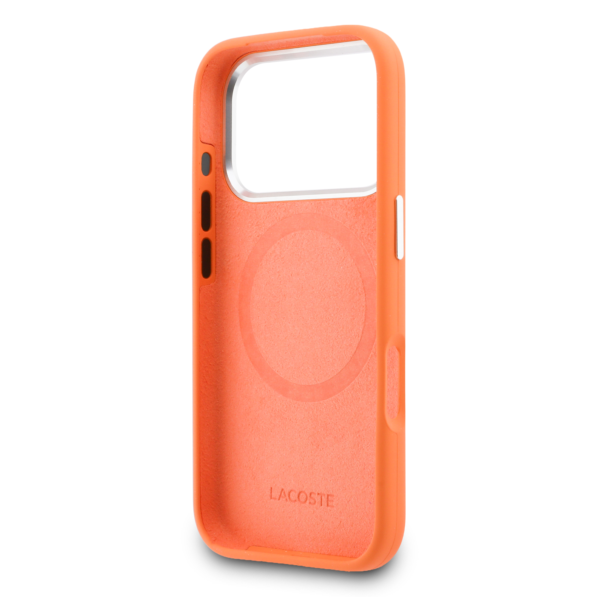 iPhone 17 Pro - LACOSTE Silicone Metal Logo Orange — estuche (foto 7 de 8)