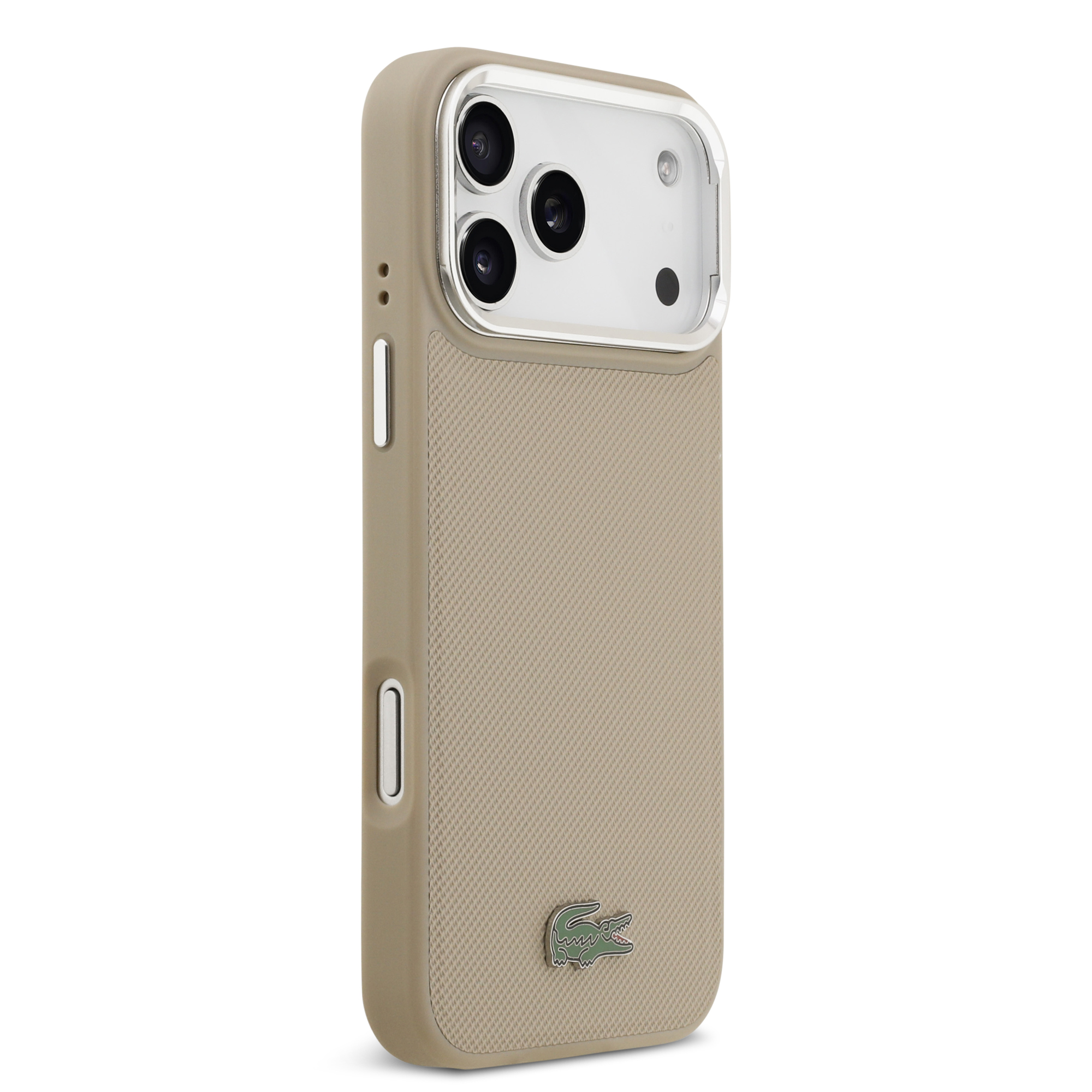 iPhone 17 Pro Max - LACOSTE Petit Pique PU Stand Function Taupe — estuche (foto 4 de 8)