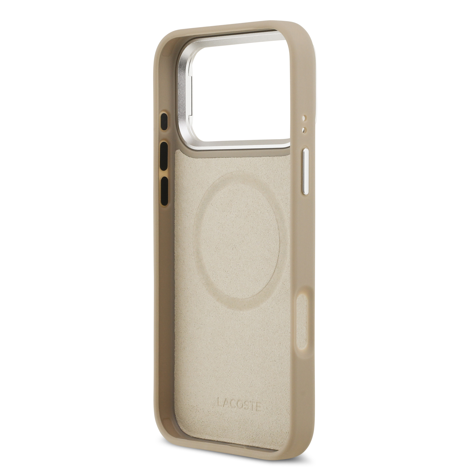 iPhone 17 Pro Max - LACOSTE Petit Pique PU Stand Function Taupe — estuche (foto 7 de 8)