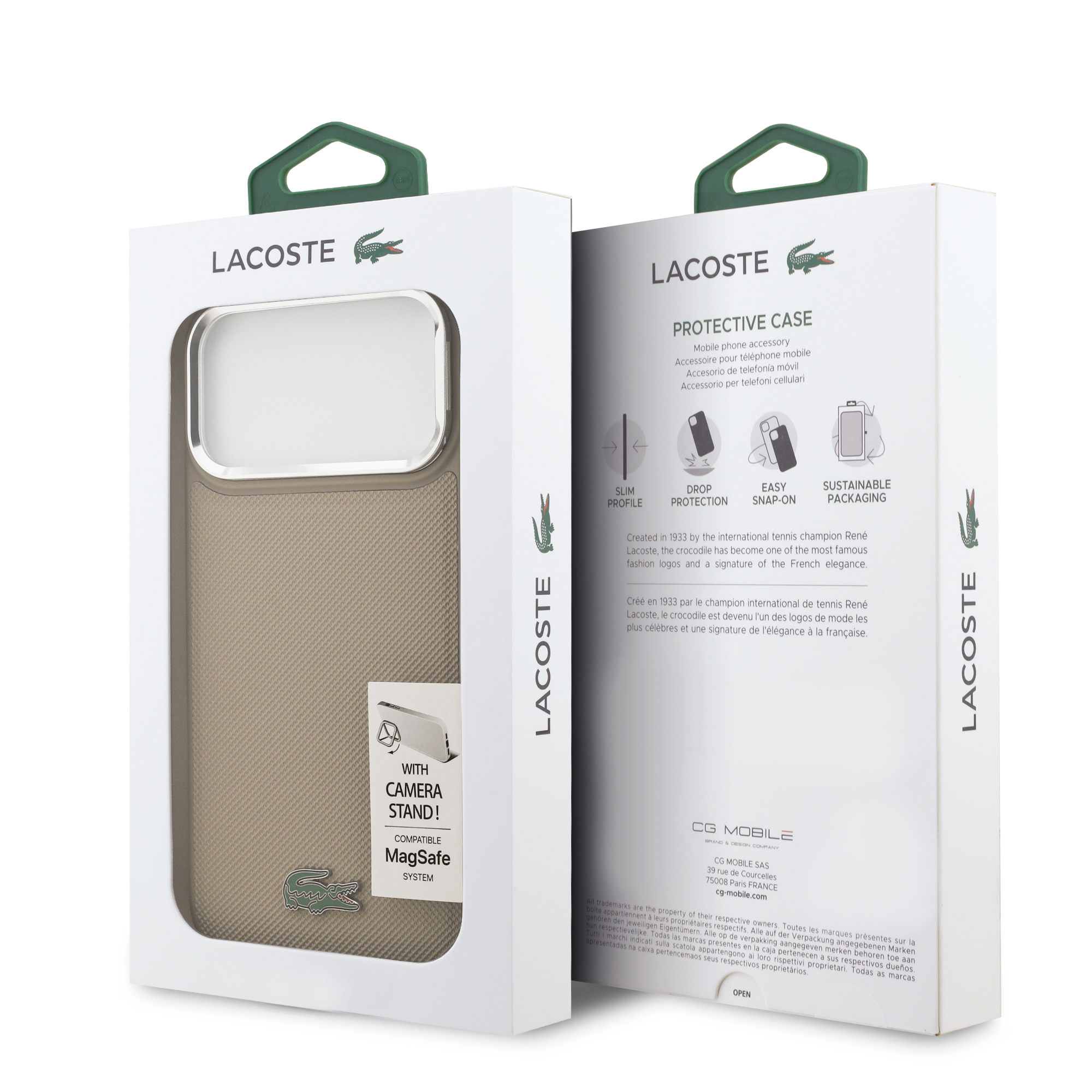 iPhone 17 Pro Max - LACOSTE Petit Pique PU Stand Function Taupe — estuche (foto 8 de 8)