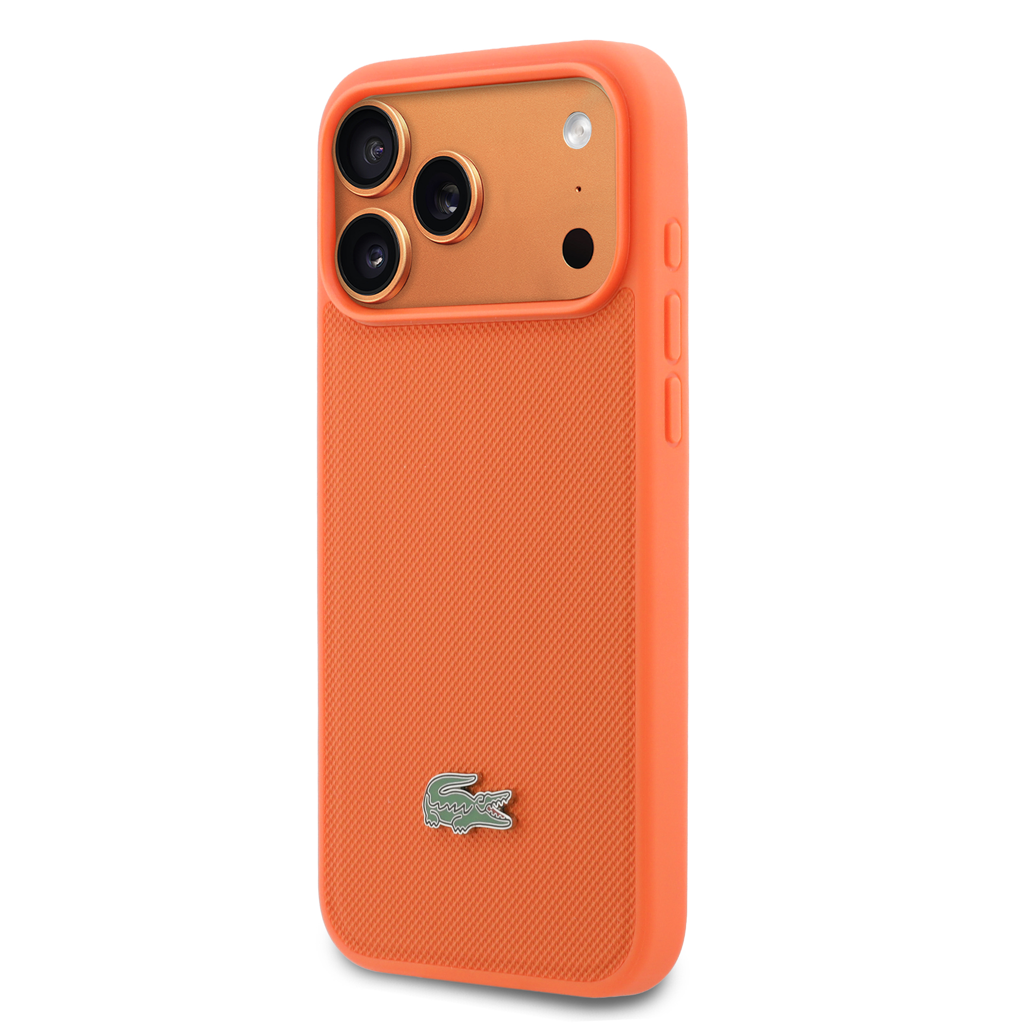 iPhone 17 Pro Max - LACOSTE Petit Pique PVC Lacquer Logo Orange — estuche (foto 3 de 8)