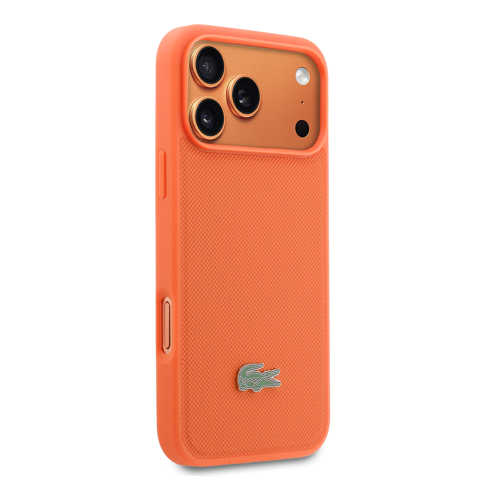 iPhone 17 Pro Max - LACOSTE Petit Pique PVC Lacquer Logo Orange — estuche (foto 4 de 8)