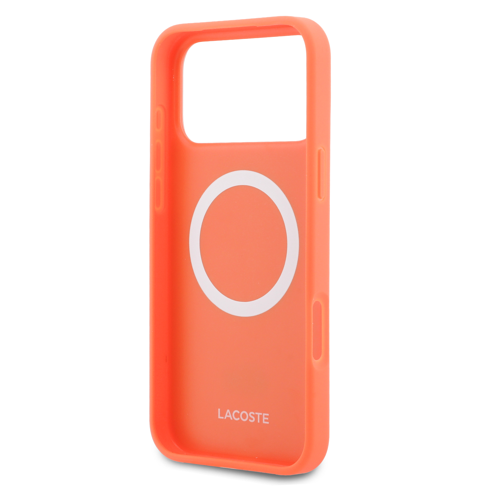 iPhone 17 Pro Max - LACOSTE Petit Pique PVC Lacquer Logo Orange — estuche (foto 7 de 8)