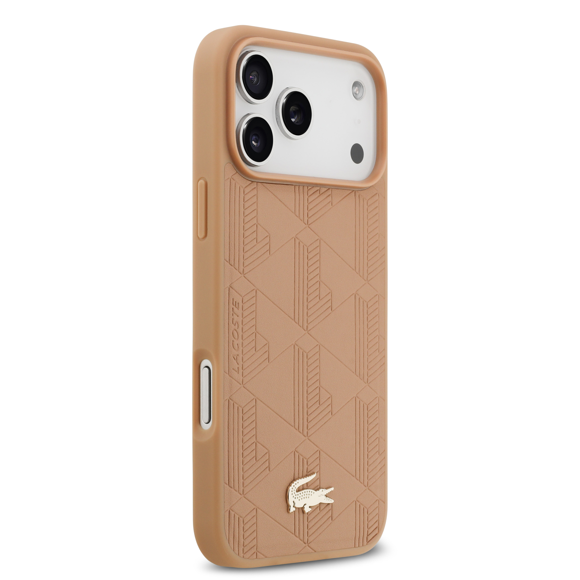 iPhone 17 Pro Max - LACOSTE Leather Monogrammed Gold Logo Pink — estuche (foto 4 de 5)