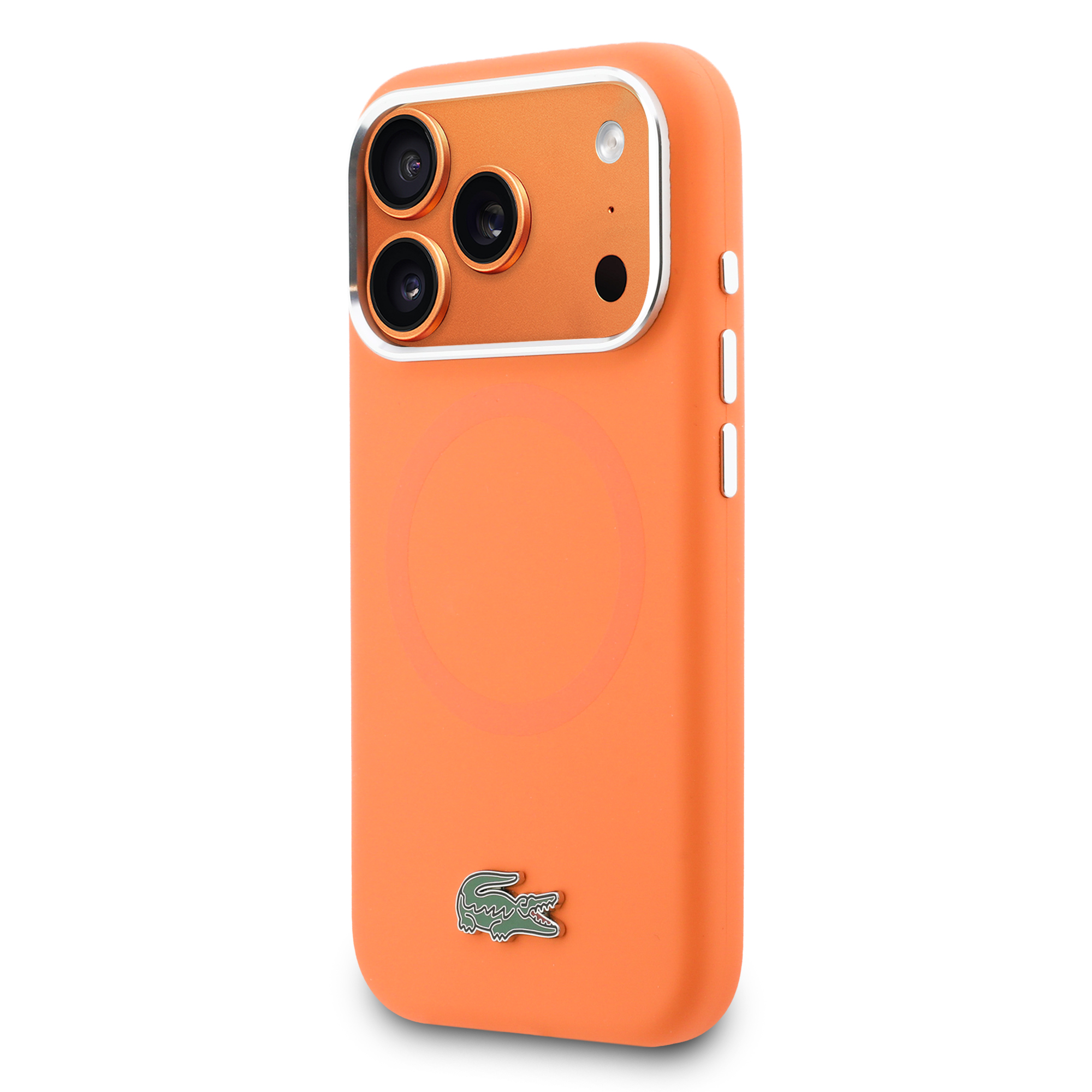 iPhone 17 Pro Max - LACOSTE Silicone Metal Logo Orange — estuche (foto 3 de 8)