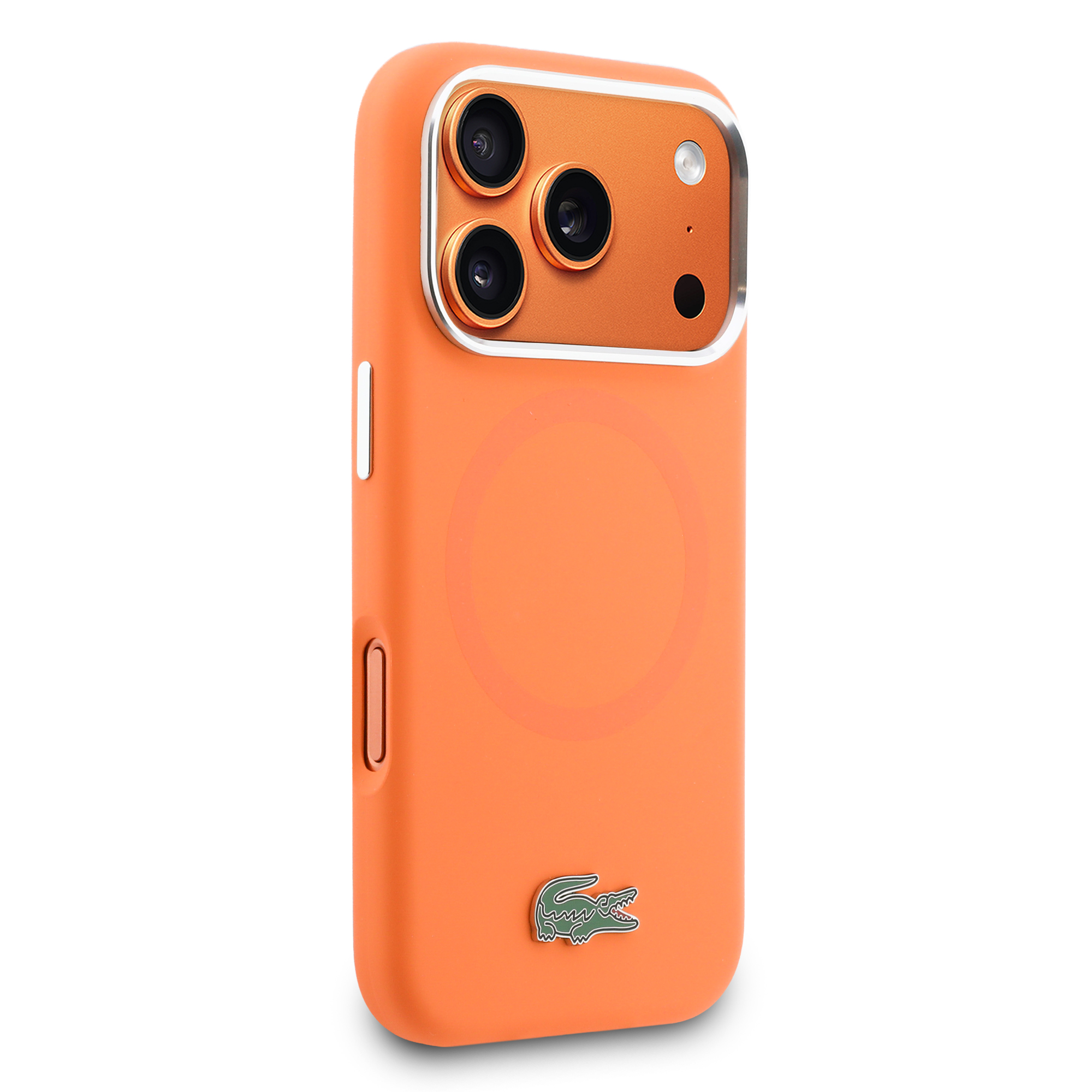 iPhone 17 Pro Max - LACOSTE Silicone Metal Logo Orange — estuche (foto 4 de 8)