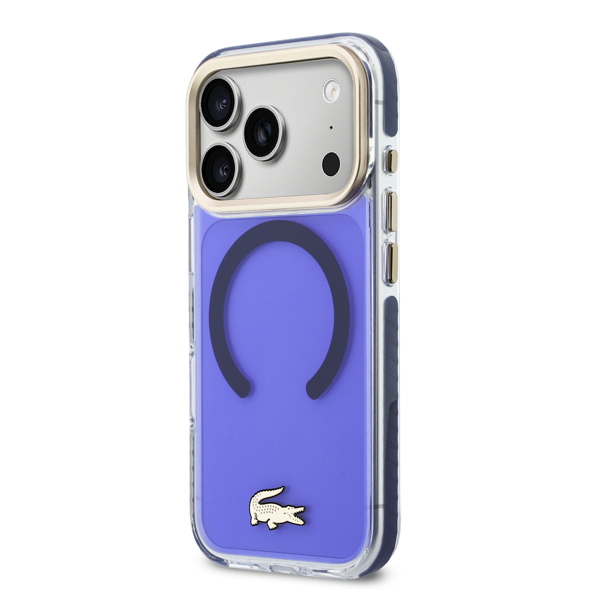 iPhone 17 Pro Max - LACOSTE Shockproof Frosted Gold Logo Marine — estuche (foto 3 de 8)