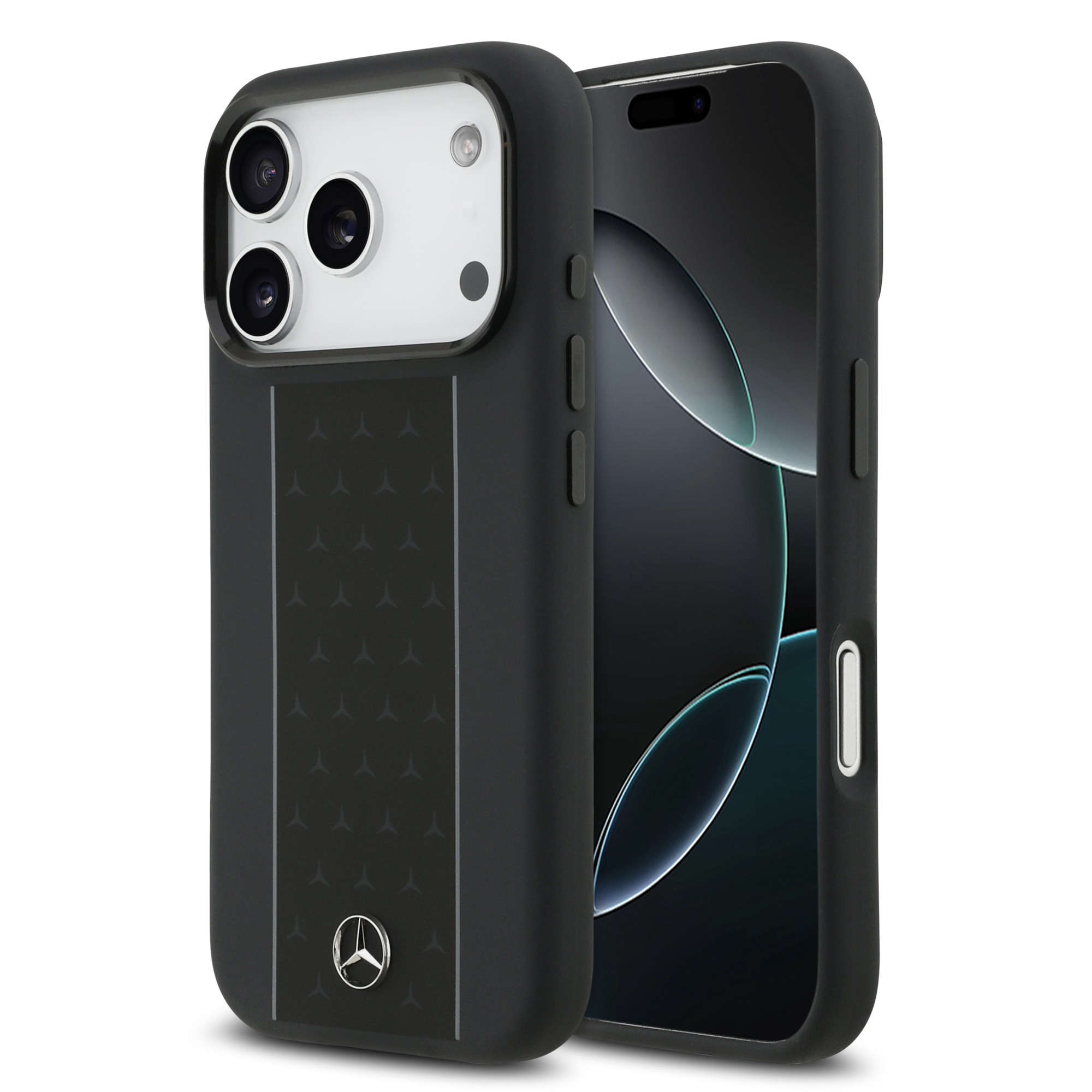 iPhone 17 Pro - MERCEDES BENZ Silicone Case Vertical Stripes Black