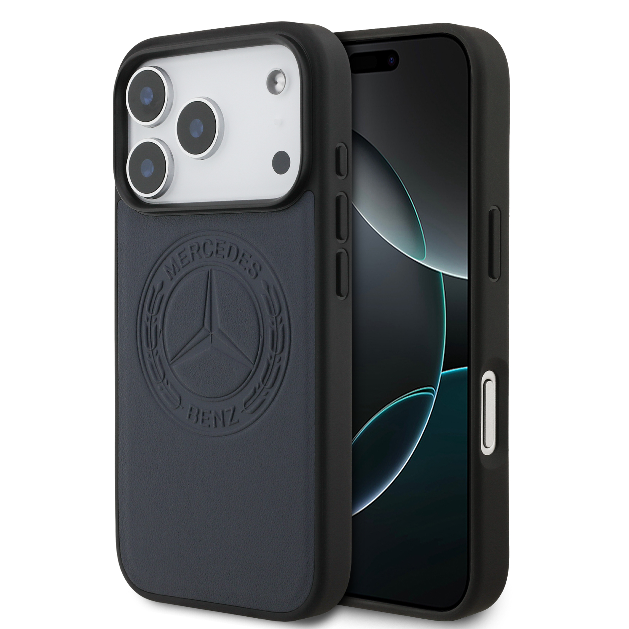 iPhone 17 Pro - MERCEDES BENZ Leather Vintage Logo Blue — estuche (foto 2 de 8)