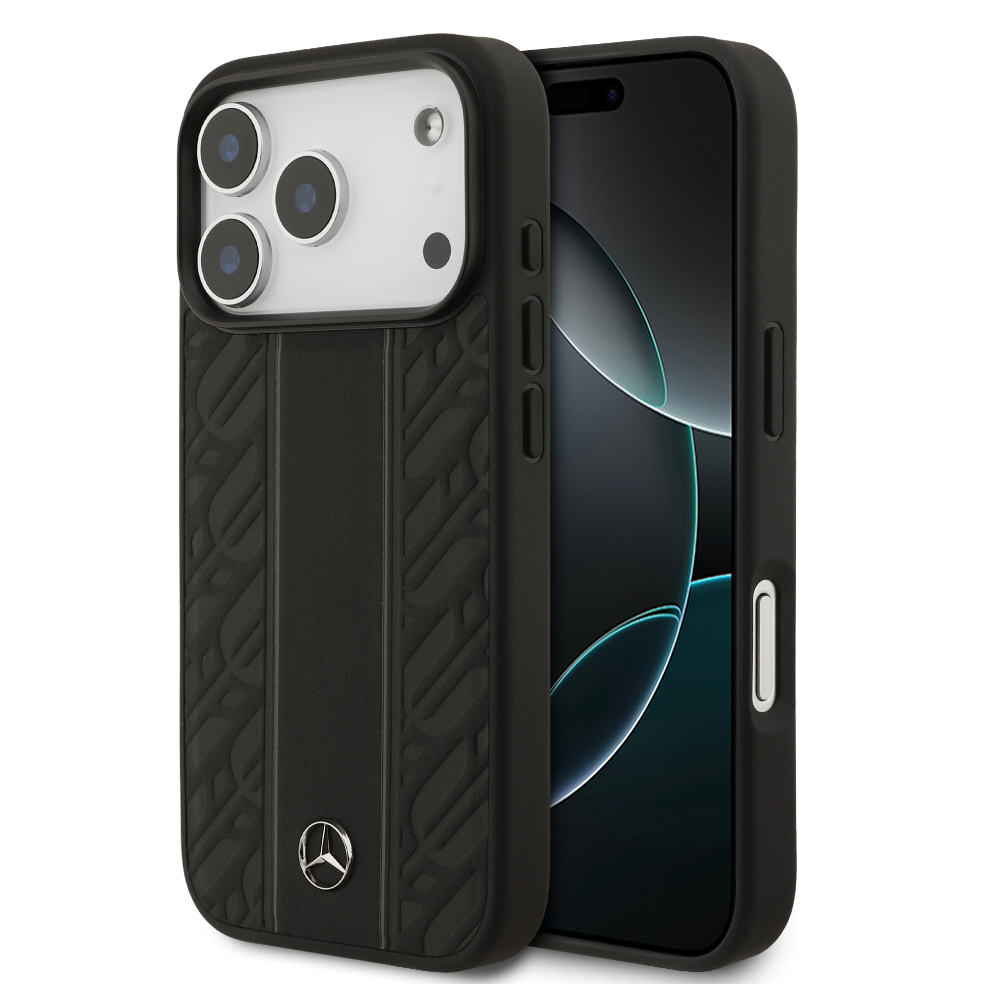 iPhone 17 Pro - MERCEDES BENZ Leather Laurel Leaves Black