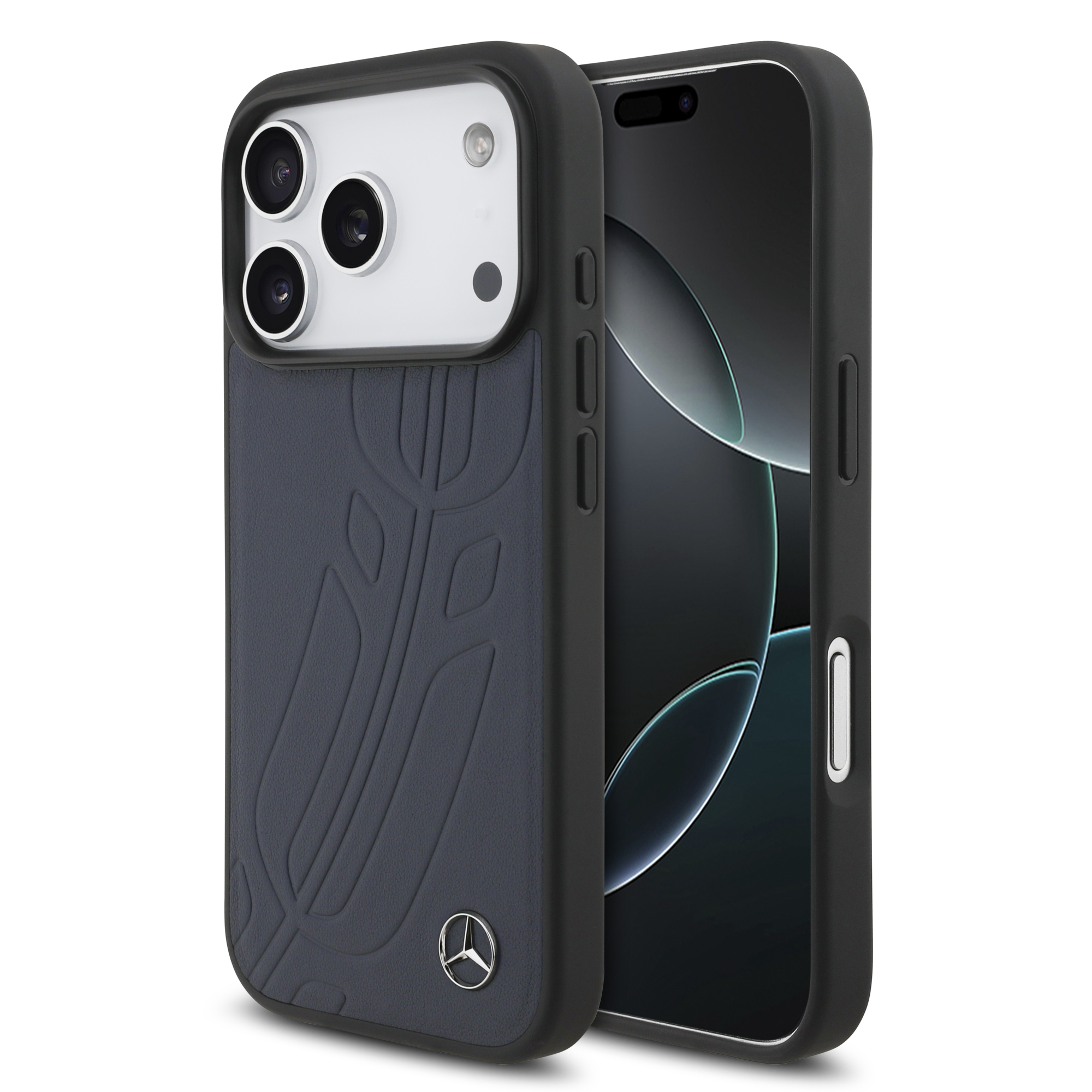 iPhone 17 Pro - MERCEDES BENZ Leather Large Laurel Leaves Blue — estuche (foto 2 de 8)