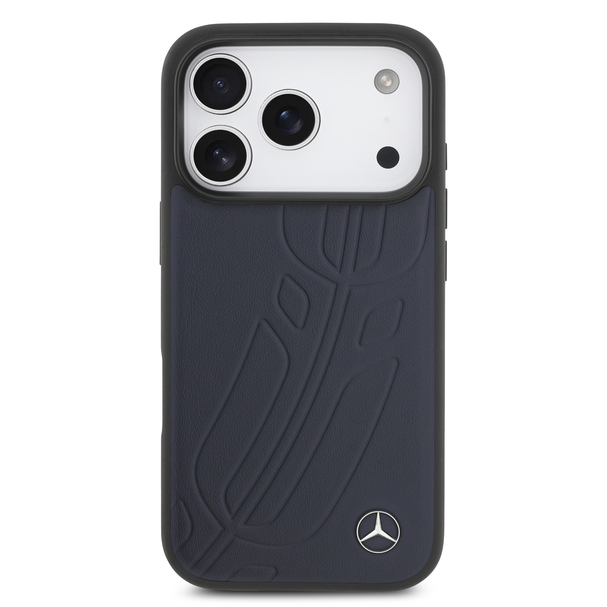 iPhone 17 Pro - MERCEDES BENZ Leather Large Laurel Leaves Blue