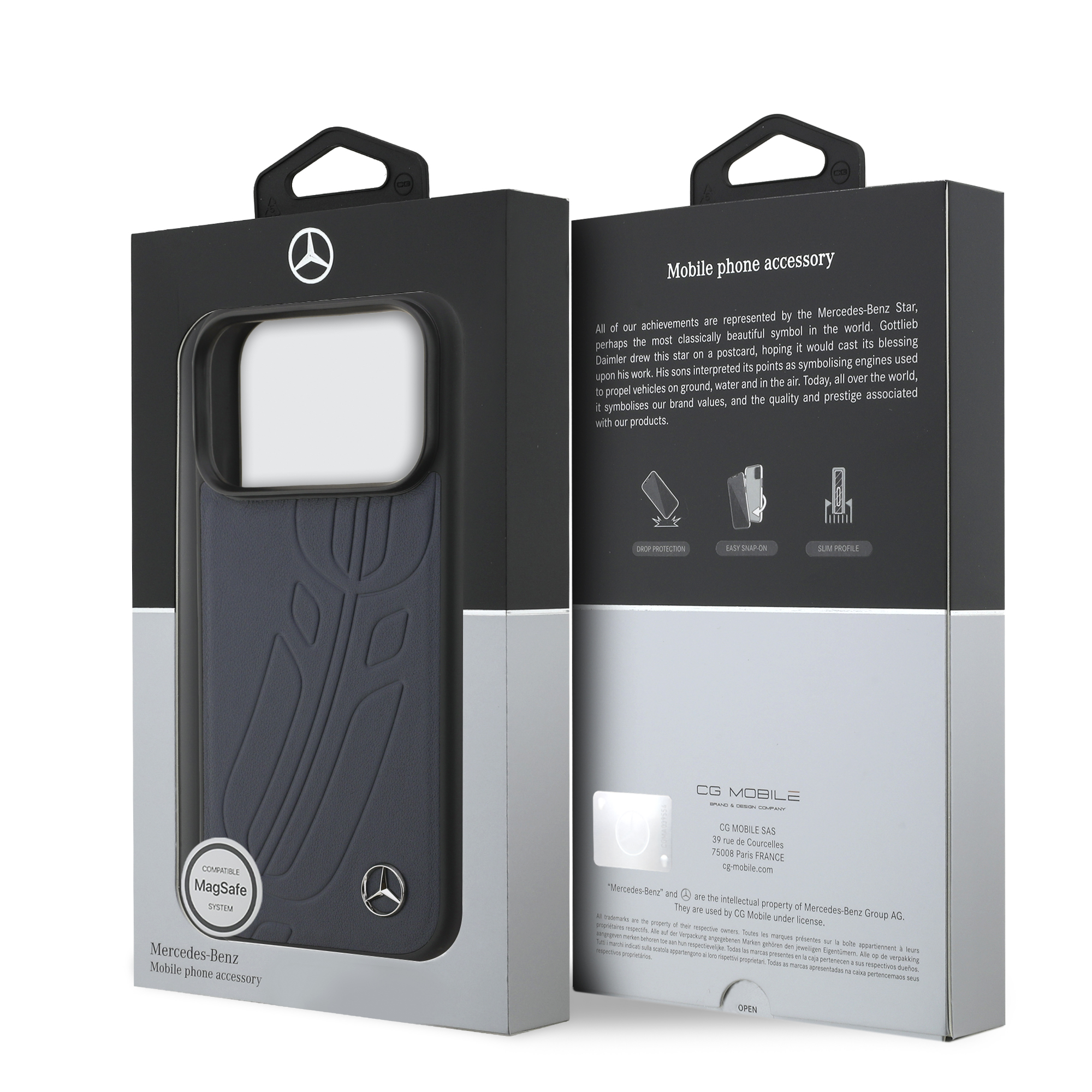 iPhone 17 Pro - MERCEDES BENZ Leather Large Laurel Leaves Blue — estuche (foto 8 de 8)