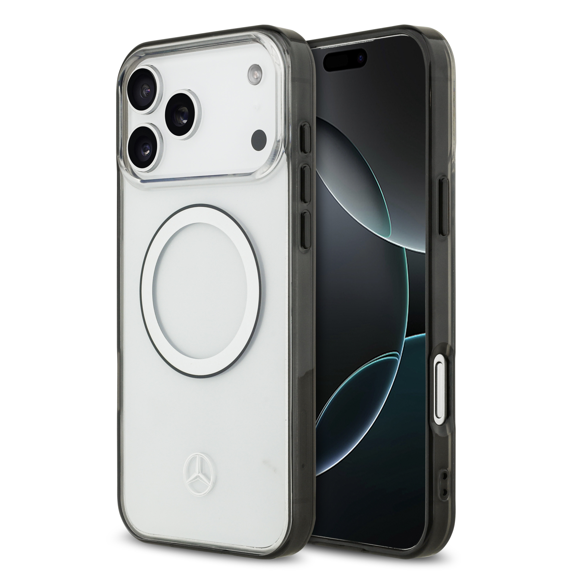 iPhone 17 Pro Max - MERCEDES BENZ Transparent PC/TPU Black Ring — estuche (foto 2 de 8)