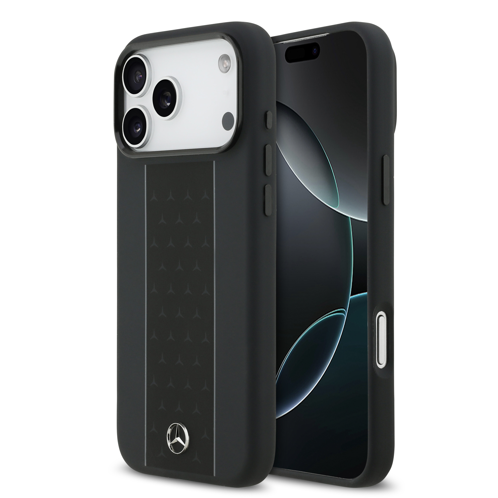 iPhone 17 Pro Max - MERCEDES BENZ Silicone Case Vertical Stripes Black