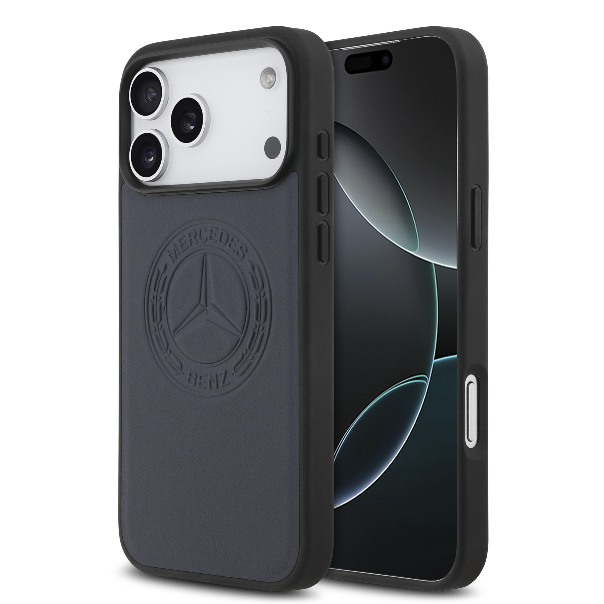 iPhone 17 Pro Max - MERCEDES BENZ Leather Vintage Logo Blue — estuche (foto 2 de 8)