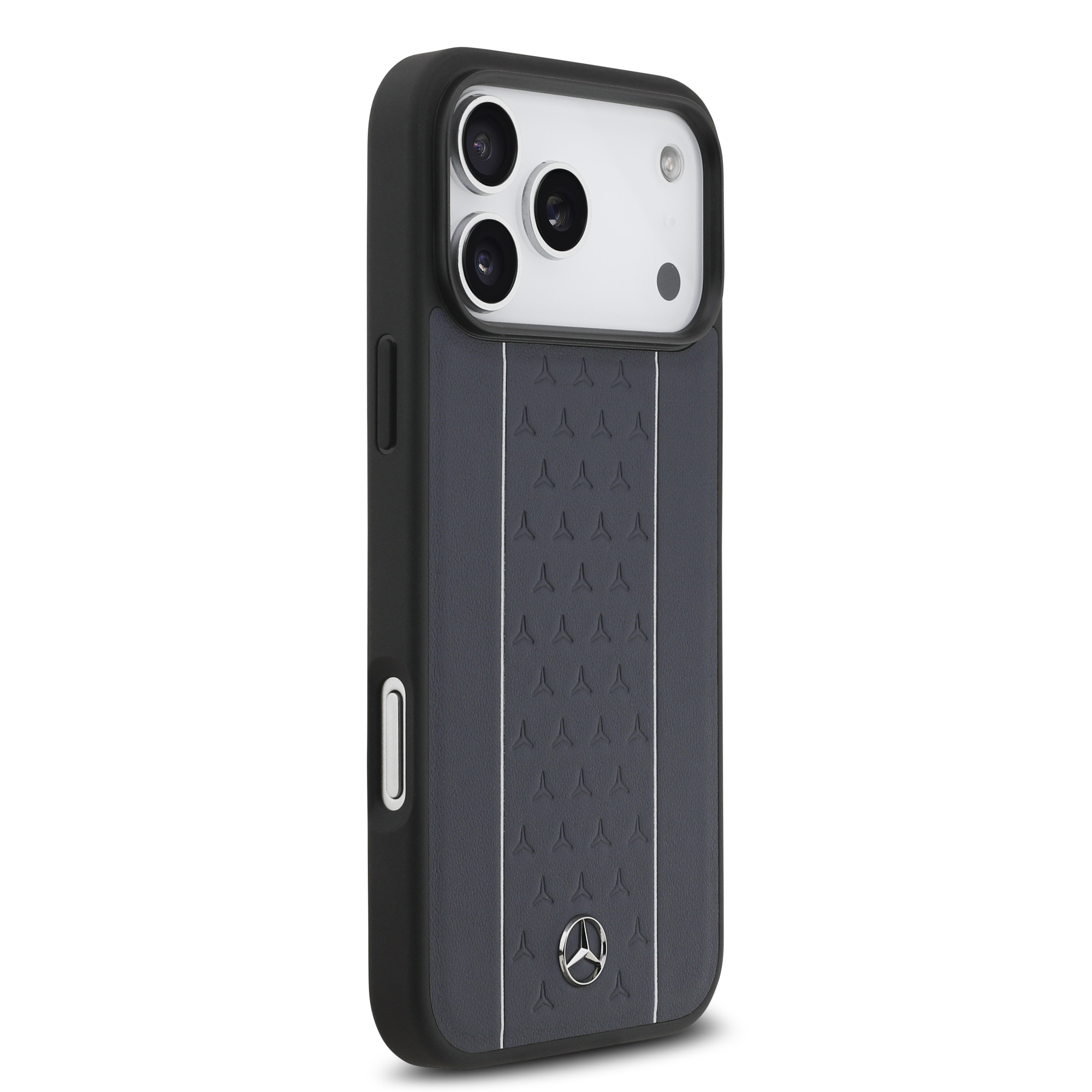 iPhone 17 Pro Max - MERCEDES BENZ Leather Star Vertical Stripes Blue/Silver — estuche (foto 4 de 5)