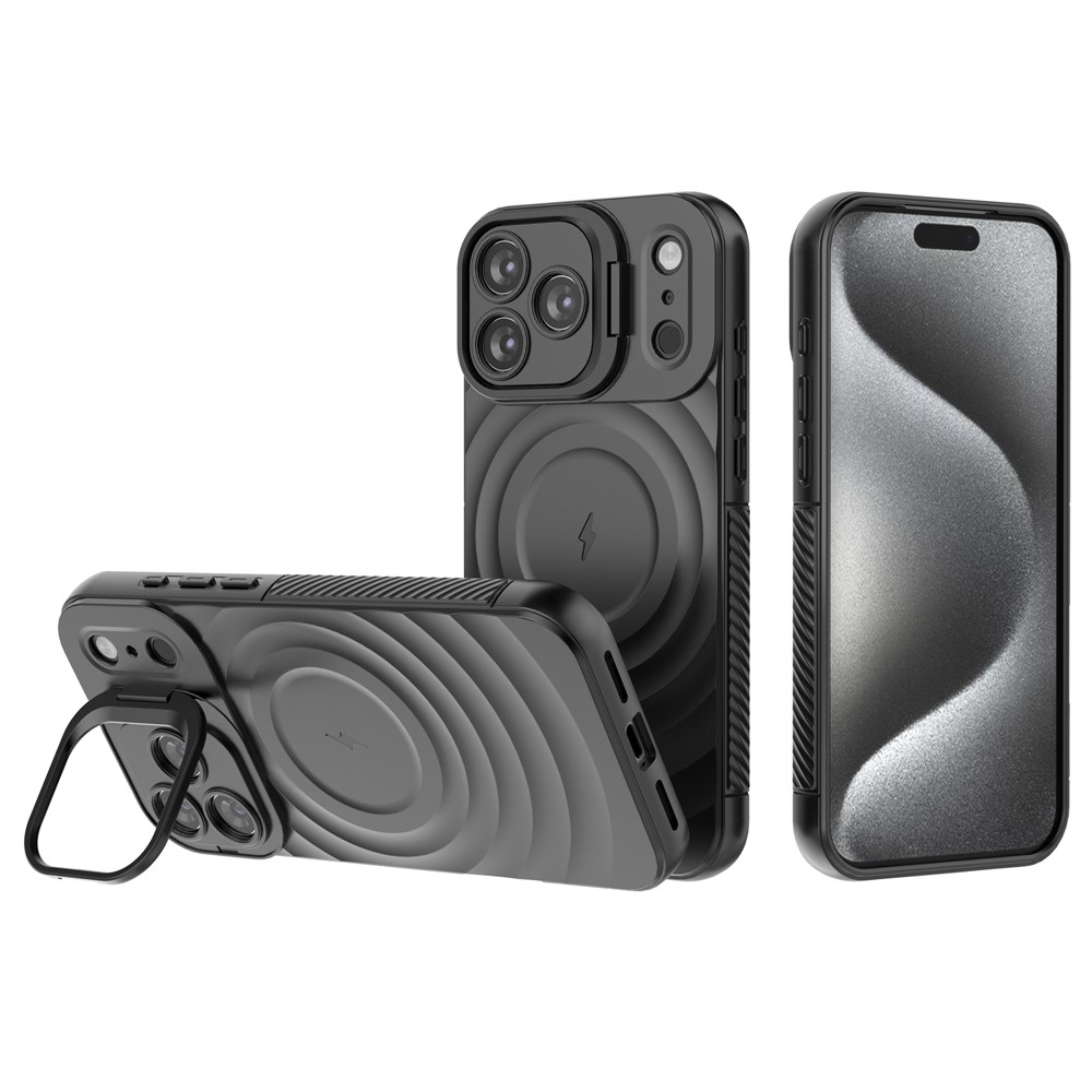 iPhone 17 Pro Max - Kickstand Ripple Texture Black — estuche (foto 2 de 13)