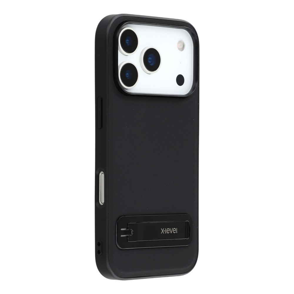 iPhone 17 Pro Max - X-LEVEL Leather Coated With Kickstand Black — estuche
