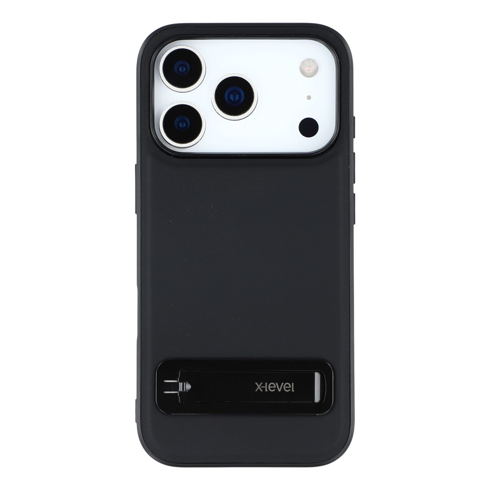 iPhone 17 Pro Max - X-LEVEL Leather Coated With Kickstand Black — estuche (foto 3 de 6)