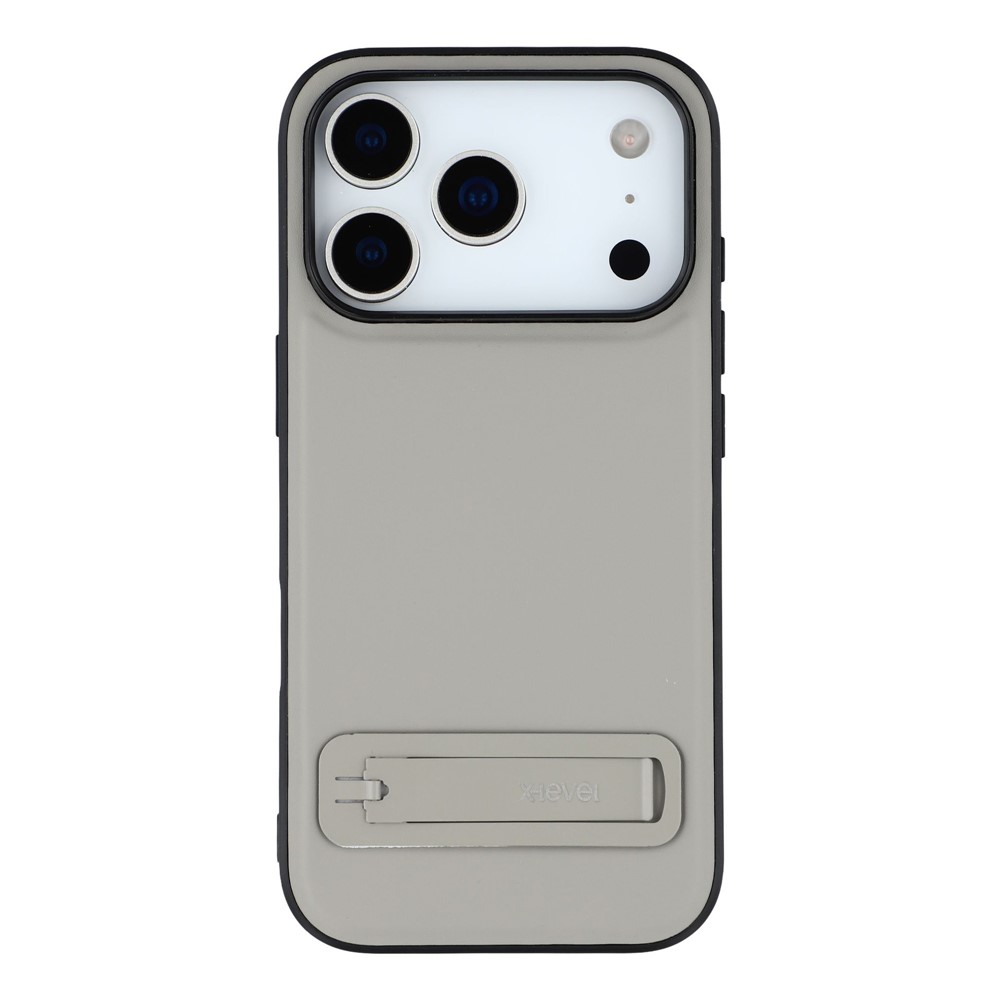 iPhone 17 Pro Max - X-LEVEL Leather Coated With Kickstand Grey — estuche (foto 3 de 6)