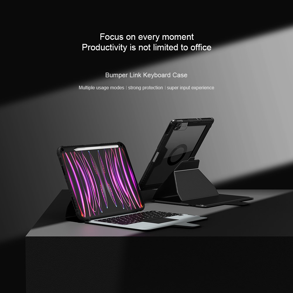 iPad 11 (A16) 2025 - NILLKIN Bumper Combo Keyboard Case Magnetic Black — estuche (foto 2 de 8)