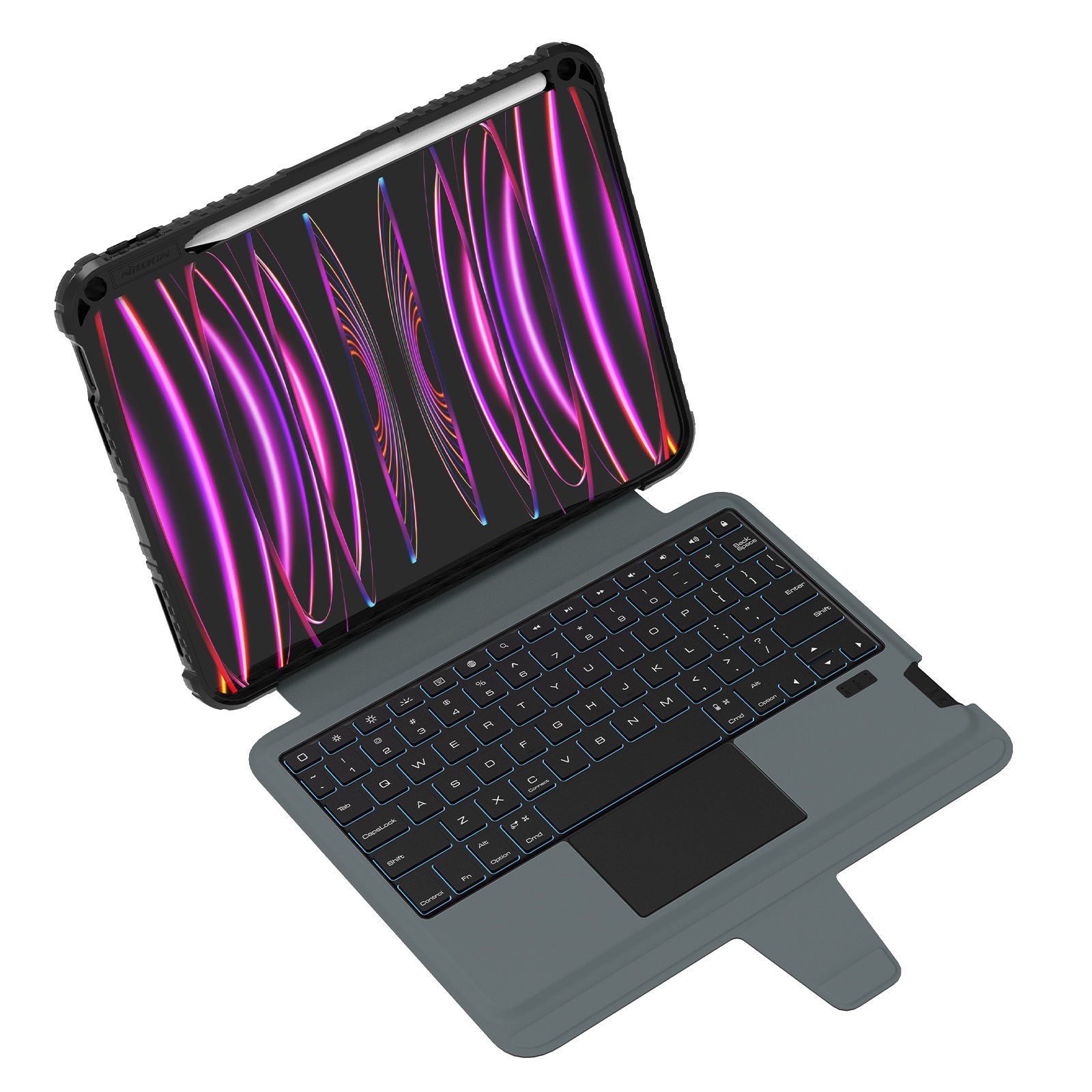 iPad 11 (A16) 2025 - NILLKIN Bumper Combo Keyboard Case Magnetic Black — estuche (foto 3 de 8)