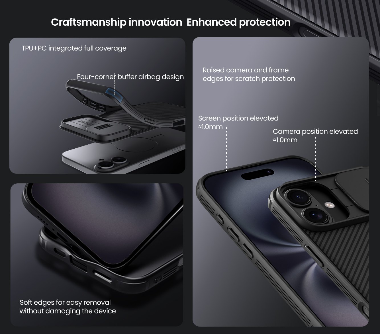iPhone 16 - NILLKIN CamShield Pro Black — estuche (foto 5 de 8)