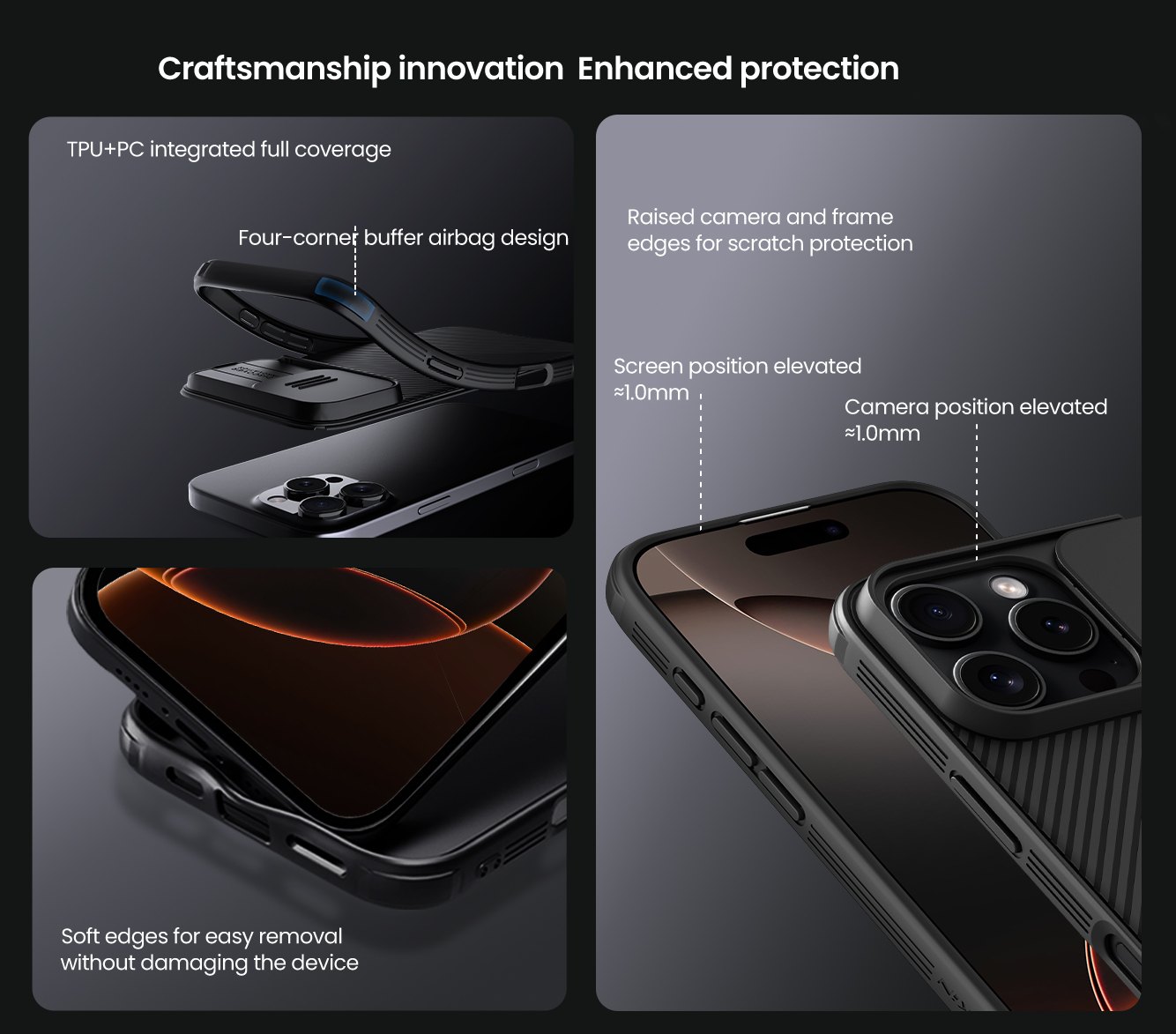 iPhone 16 Pro Max - NILLKIN CamShield Pro Black — estuche (foto 5 de 8)