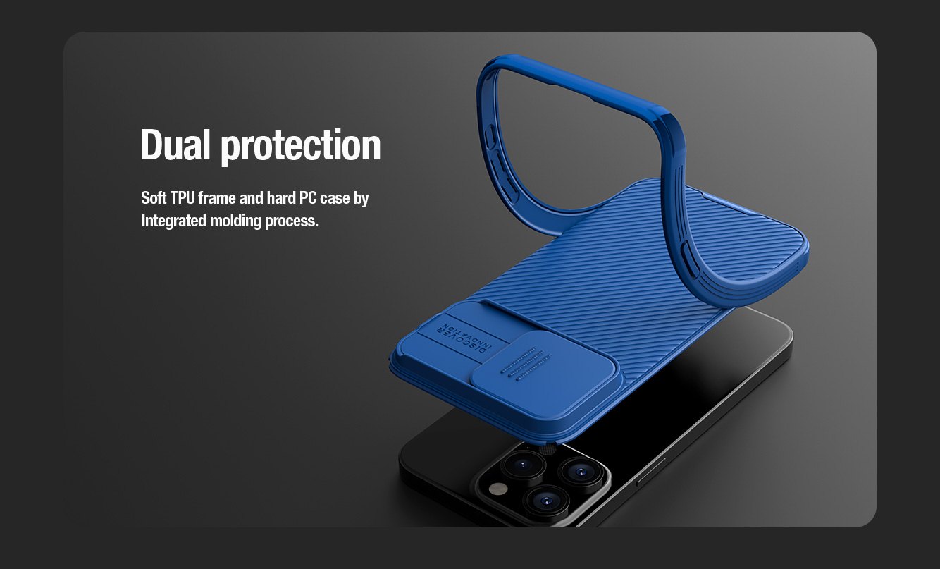 iPhone 15 Pro - NILLKIN CamShield Pro Blue — estuche (foto 4 de 7)