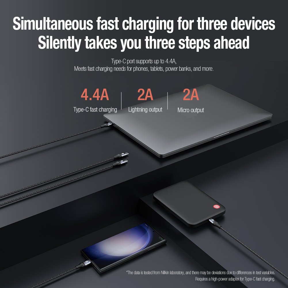 Cable 3 in 1 - NILLKIN Swift Pro Black — cable (foto 5 de 7)