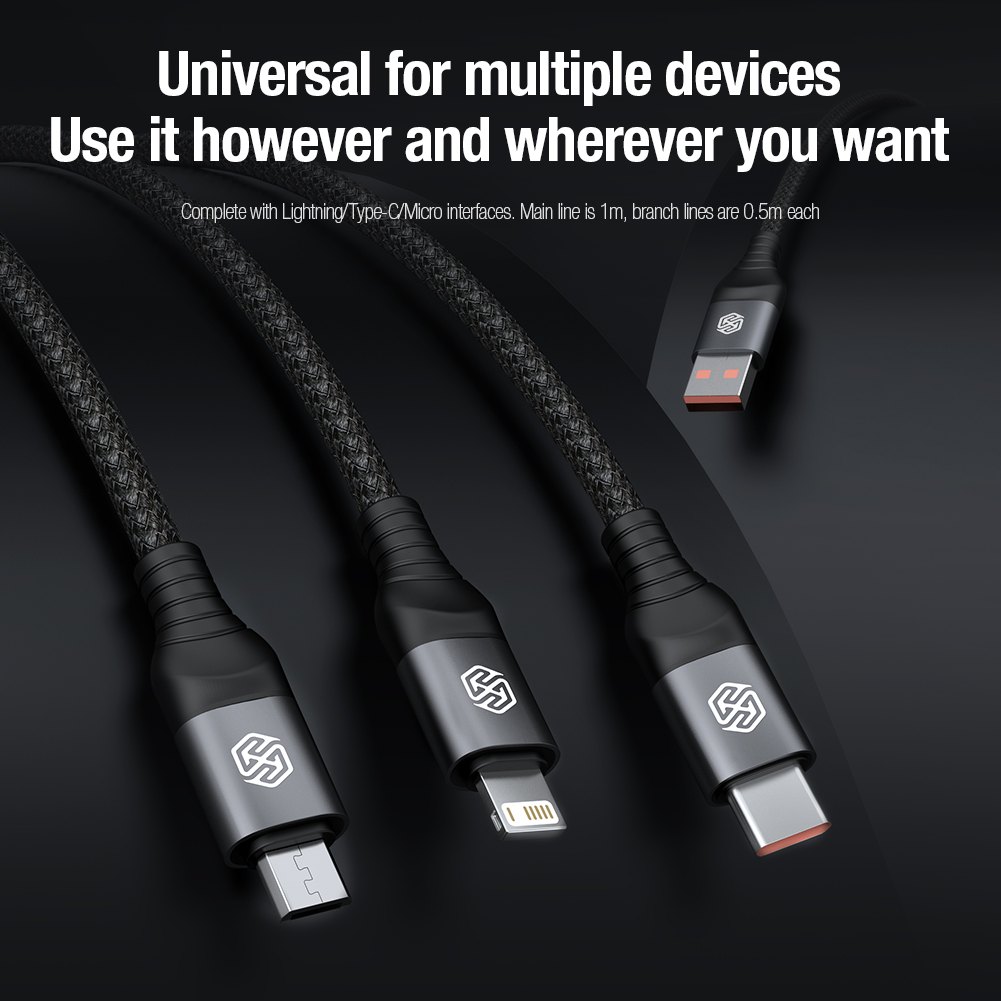 Cable 3 in 1 - NILLKIN Swift Pro Black — cable (foto 6 de 7)