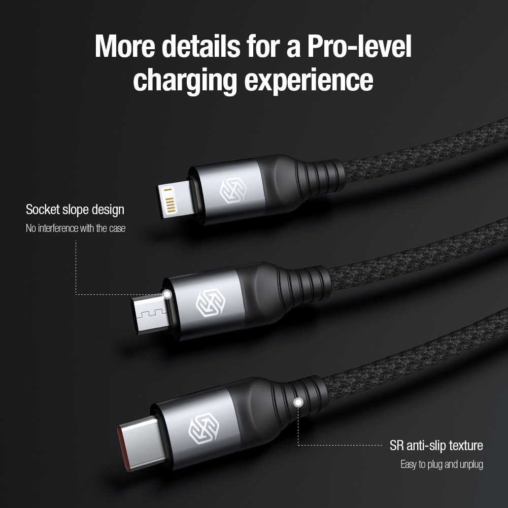 Cable 3 in 1 - NILLKIN Swift Pro Black — cable (foto 7 de 7)
