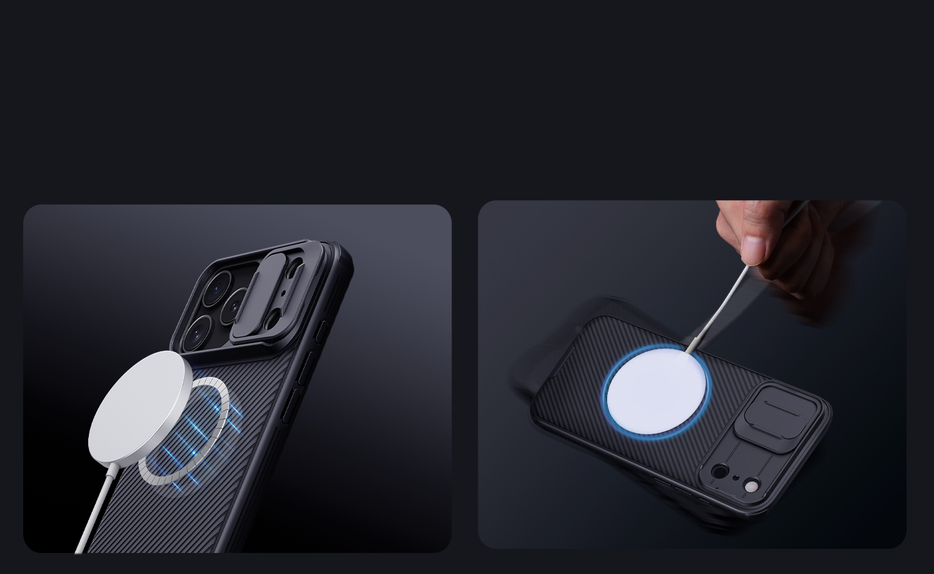 iPhone 17 Pro Max - NILLKIN CamShield Pro Magnetic Transparent Black — estuche (foto 5 de 5)